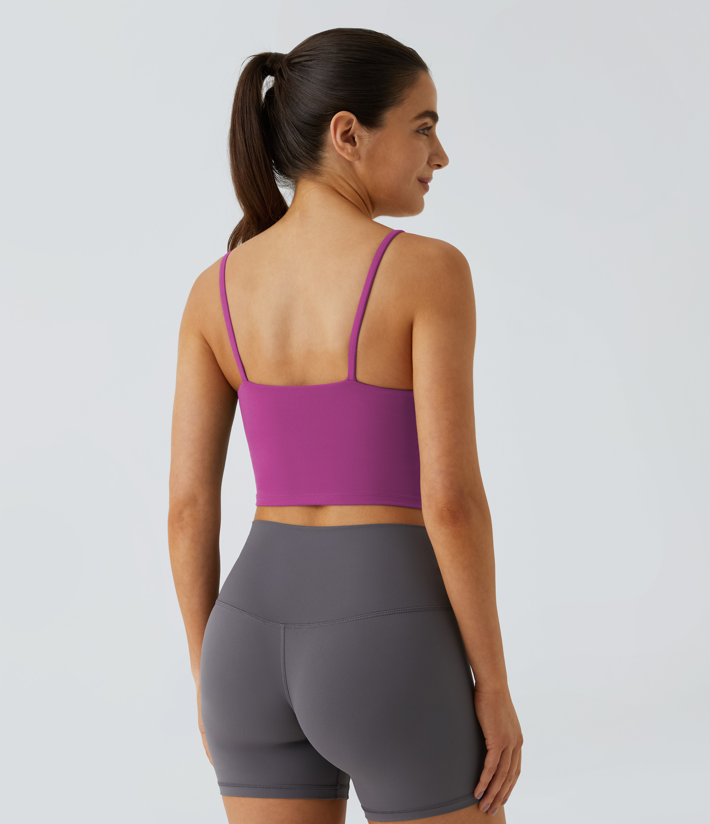Halara Basic Padded Workout Cropped Tank Top Tank Top - Wineberry - M golf tops halter top tunic tops sleeveless tops backless top 