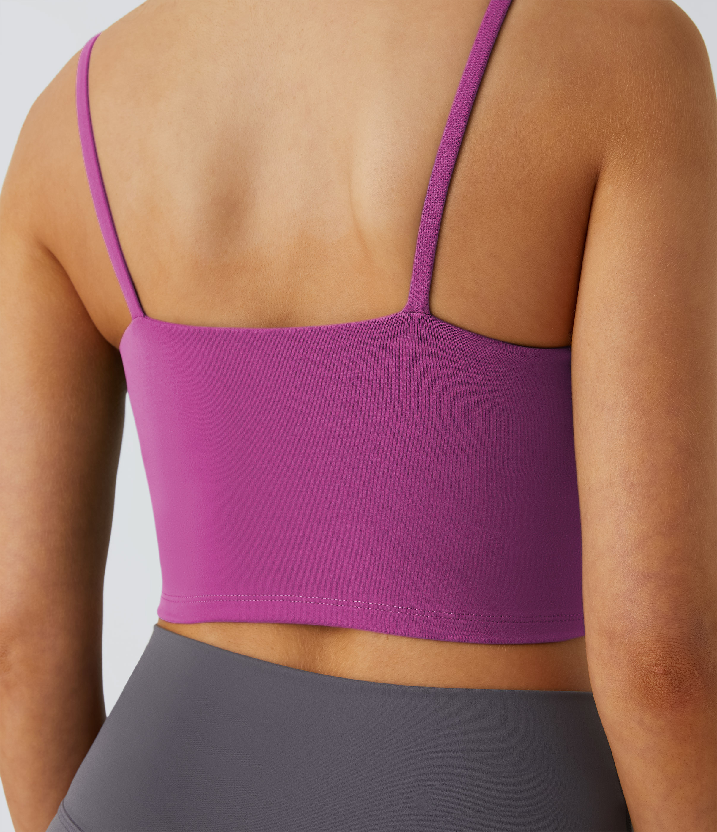 Halara Basic Padded Workout Cropped Tank Top Tank Top - Wineberry - M golf tops halter top tunic tops sleeveless tops backless top 
