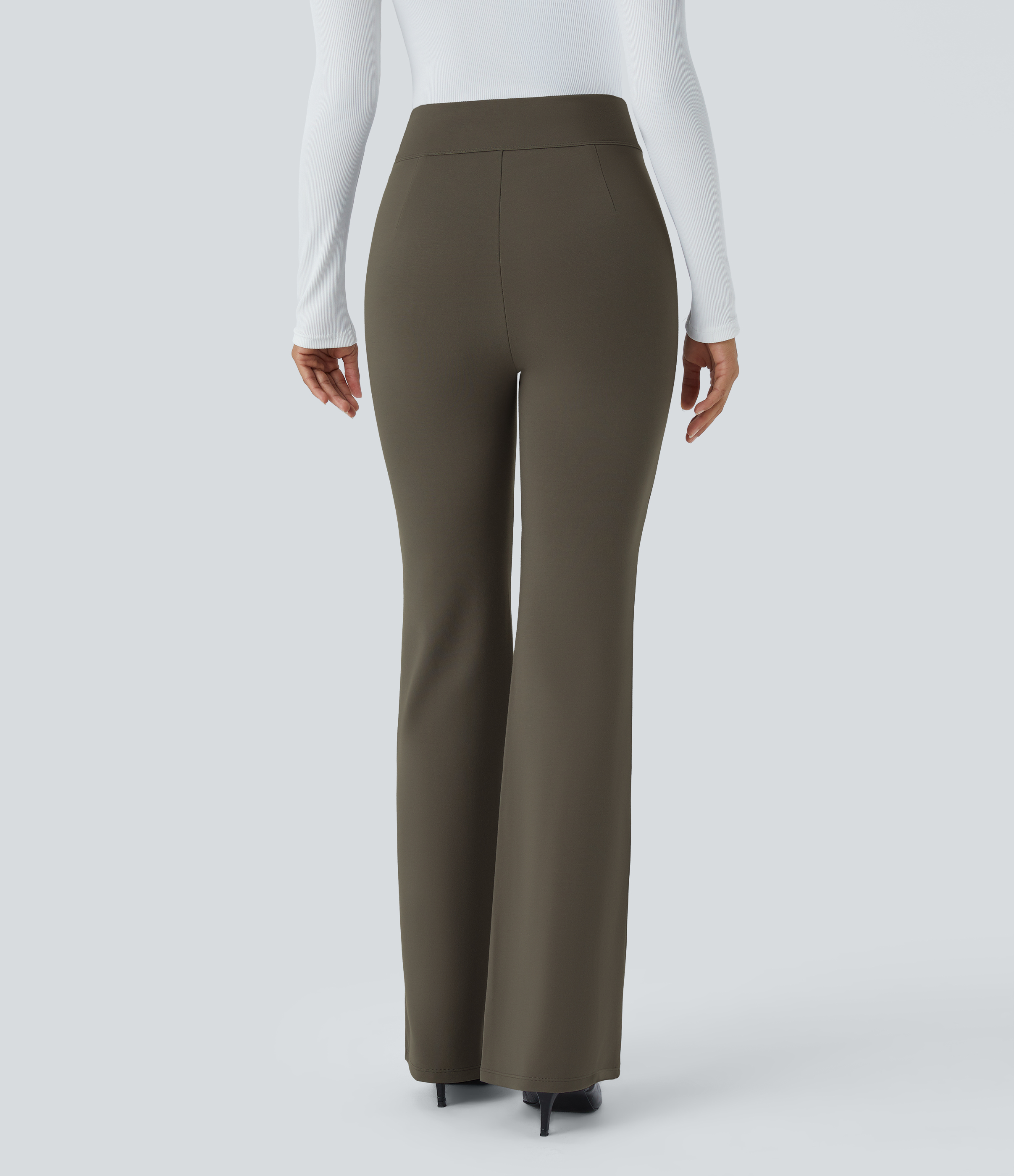 Halara High Waisted Crossover Casual Slight Flare Pants  - Forest Night - S(regular) sweatpants jogger pants stacked sweatpants cargo joggers 