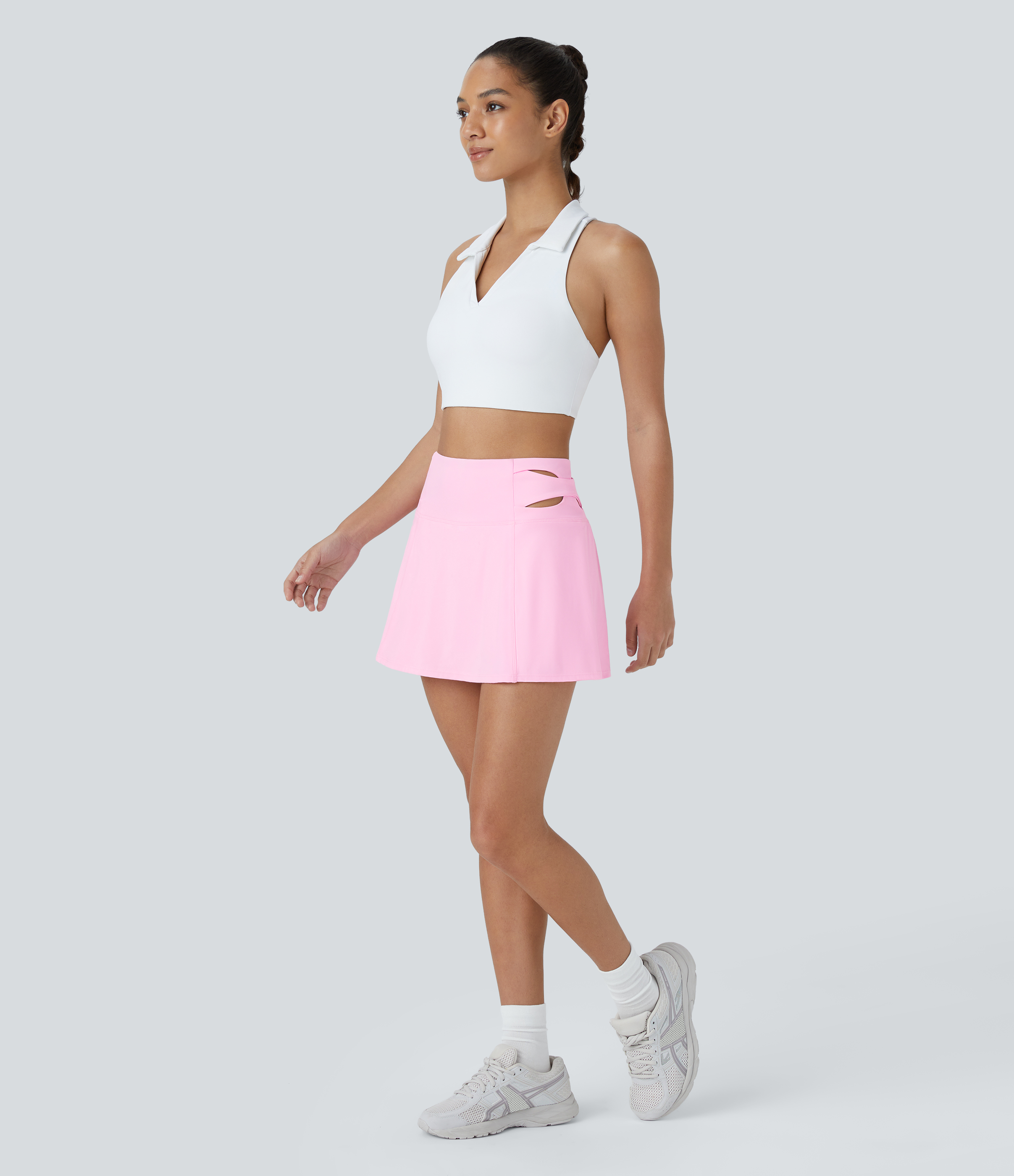 Halara Softlyzeroв„ў Airy High Waisted Cut Out 2-in-1 Side Pocket Mini Flare Cool Touch Tennis Skirt  - Nosegay - S(regular) 