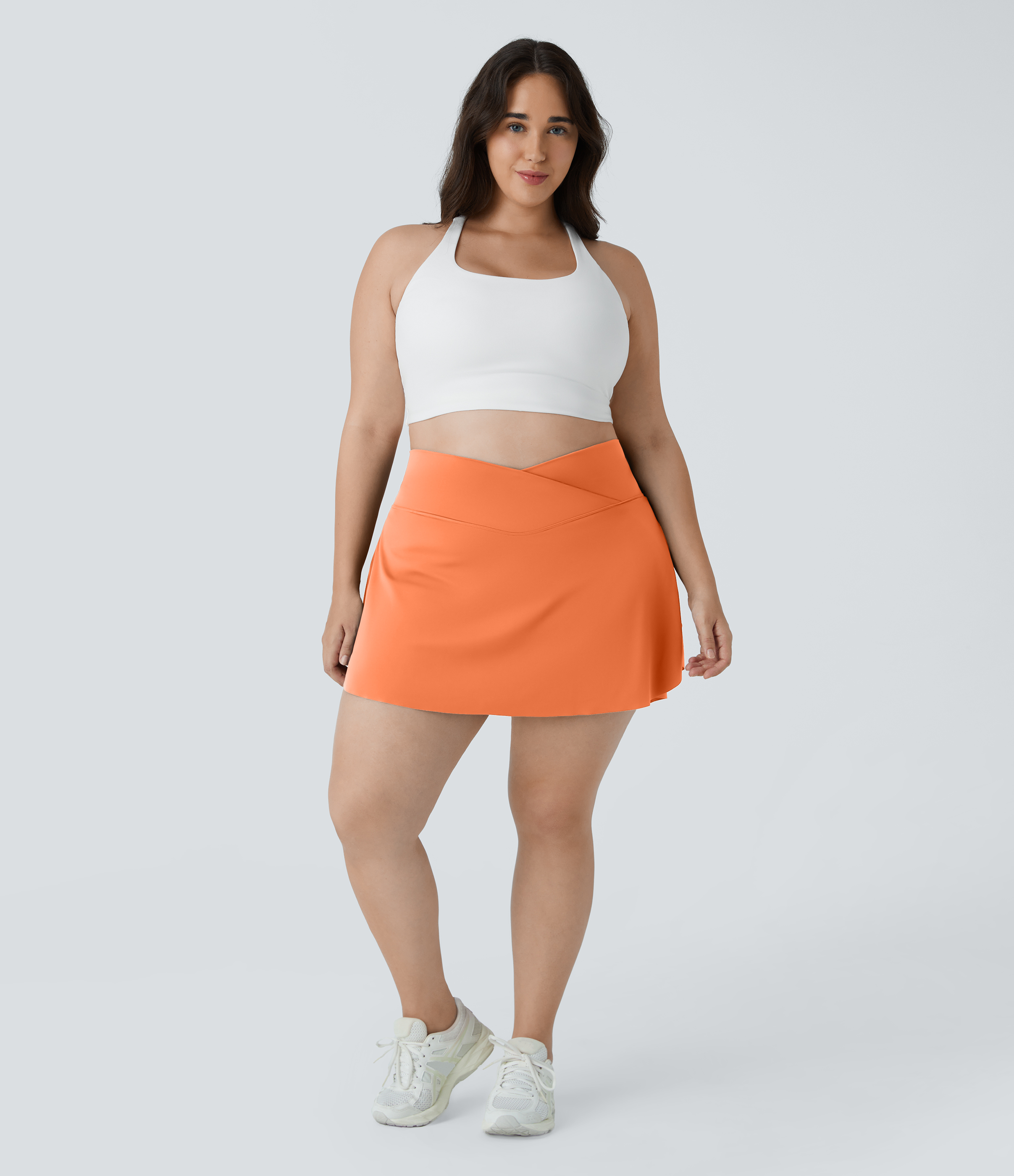 Halara Everyday Cloudfulв„ў Air Fabric Crossover Side Pocket 2-in-1 Cool Touch Tennis Plus Size Skirt-Lucid  - Blush Orange - 3X 