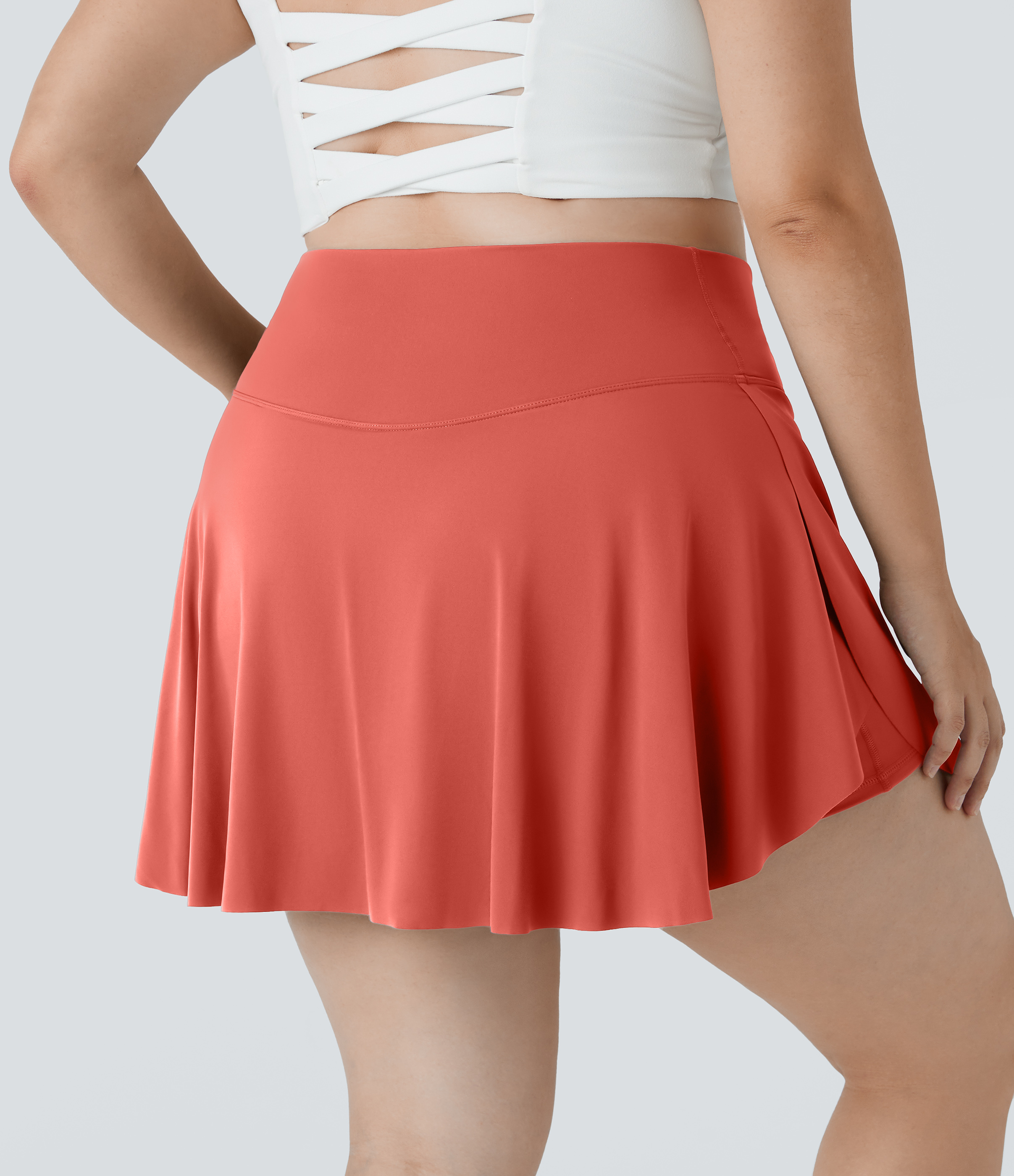 Halara Everyday Cloudfulв„ў Air Fabric Crossover Side Pocket 2-in-1 Cool Touch Tennis Plus Size Skirt-Lucid  - Imperial Red - 1X 