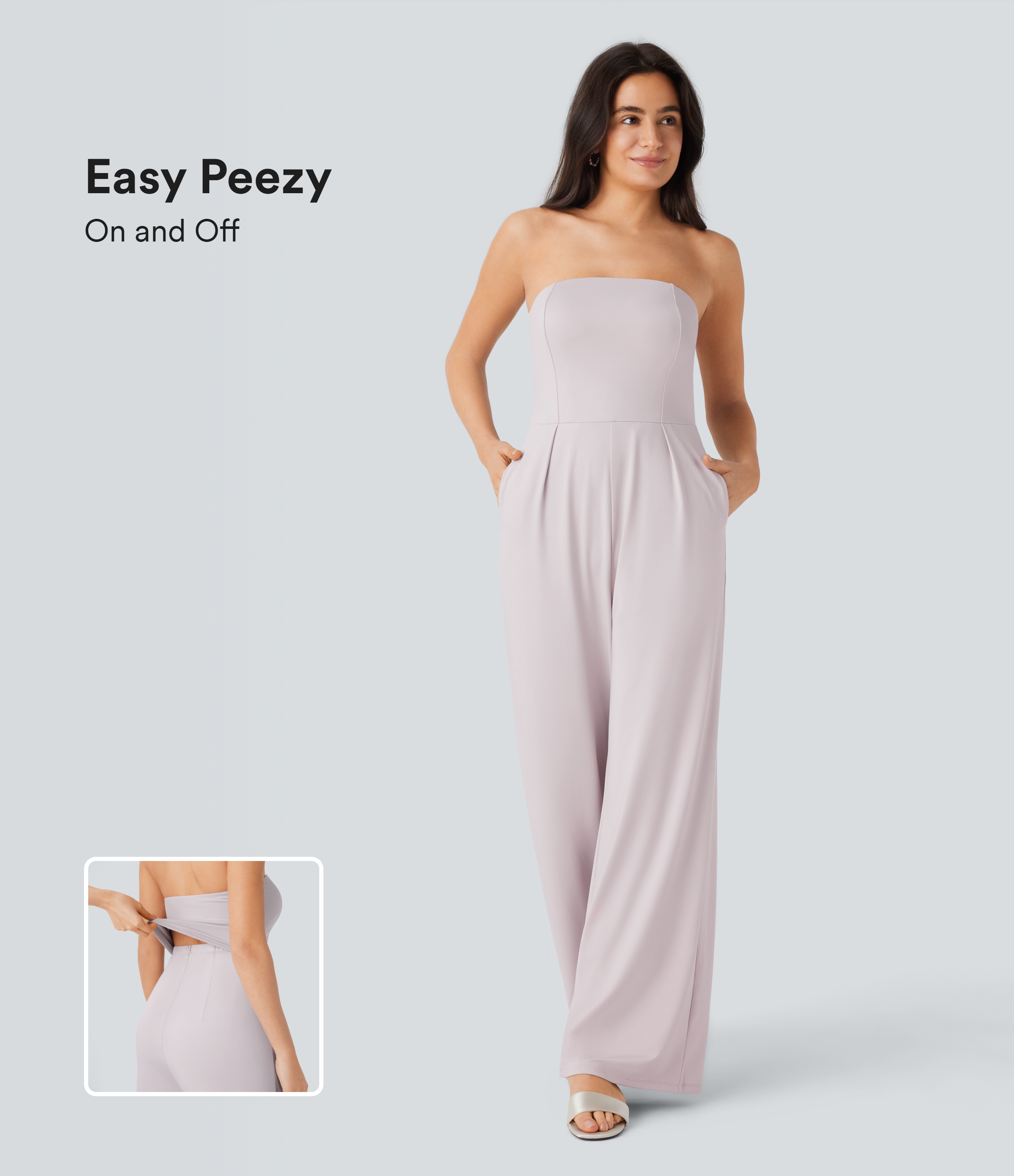 Combinaison bustier à jambes larges avec poches latérales et fermeture éclair invisible - Édition Easy Peasy - Pour mariages et cérémonies