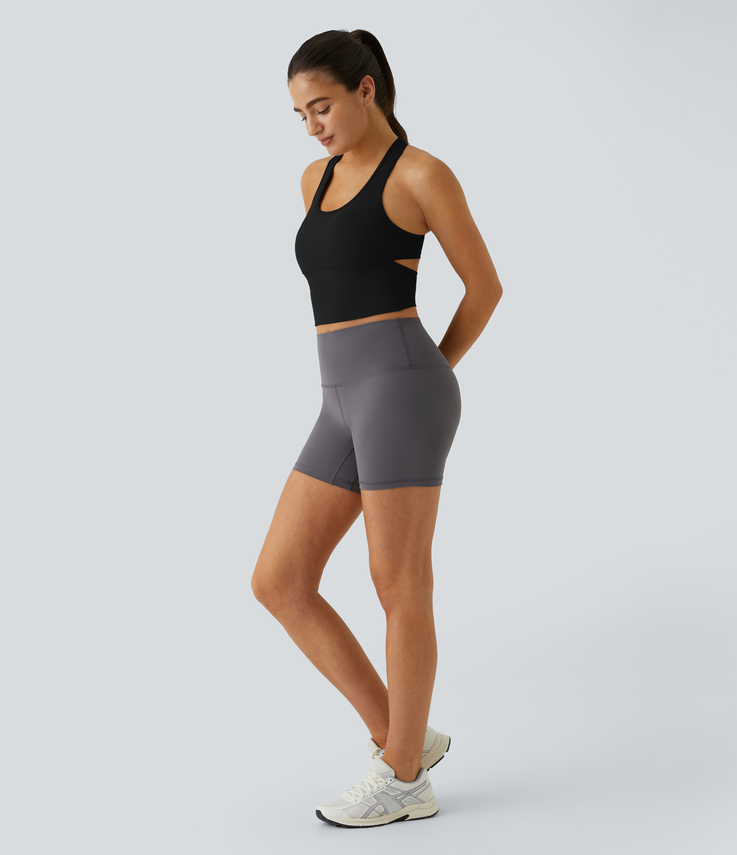 Halara In My Feels Cloudfulв„ў Fabric U Neck Backless Racerback Cut Out Cropped Yoga Tank Top Tank Top - Black - XL golf tops halter top 