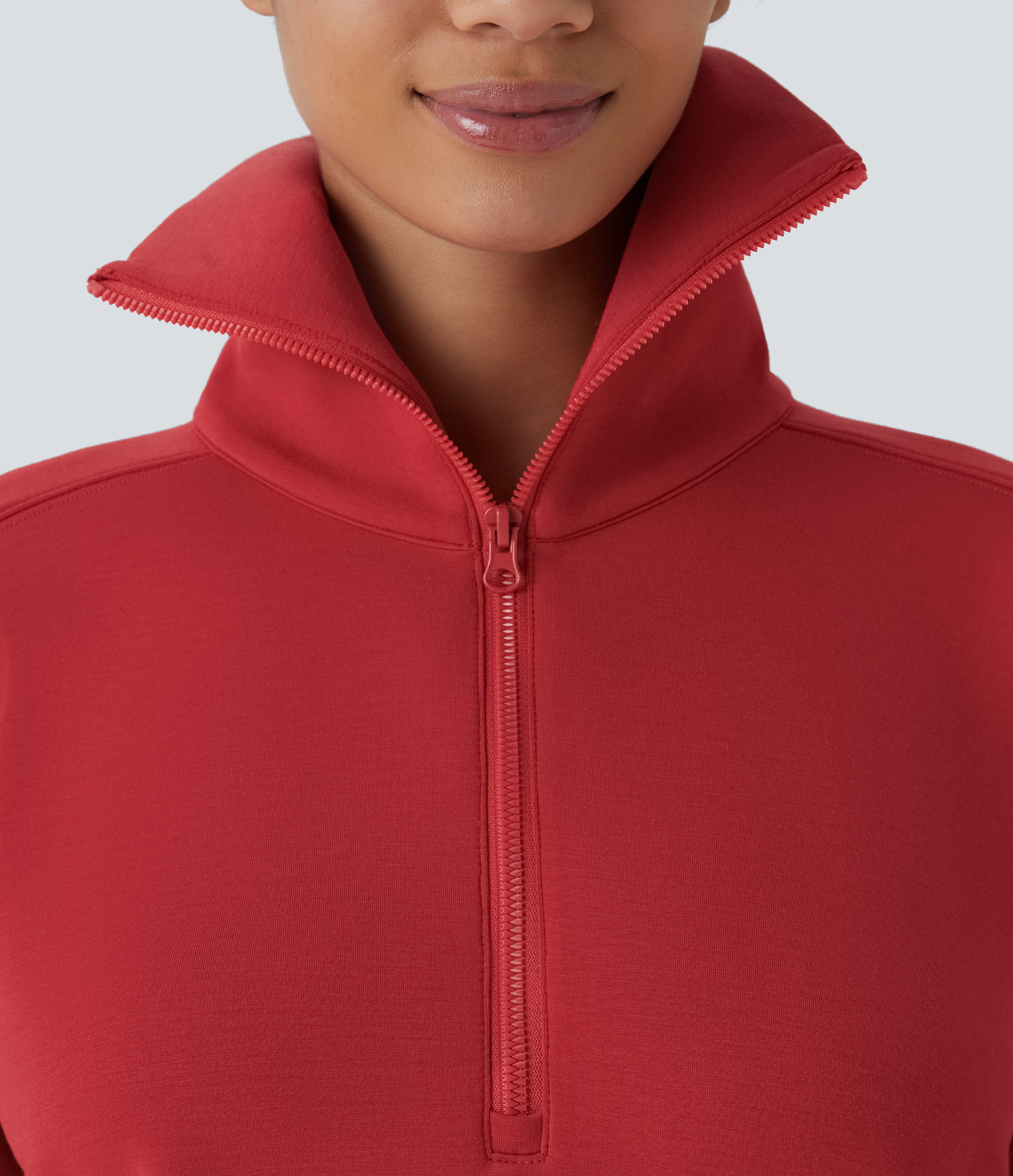 Halara SpacerTekв„ў Funnel Neck Half zipper Raglan Sleeve Relax Casual Sweatshirt  - Samba - M 