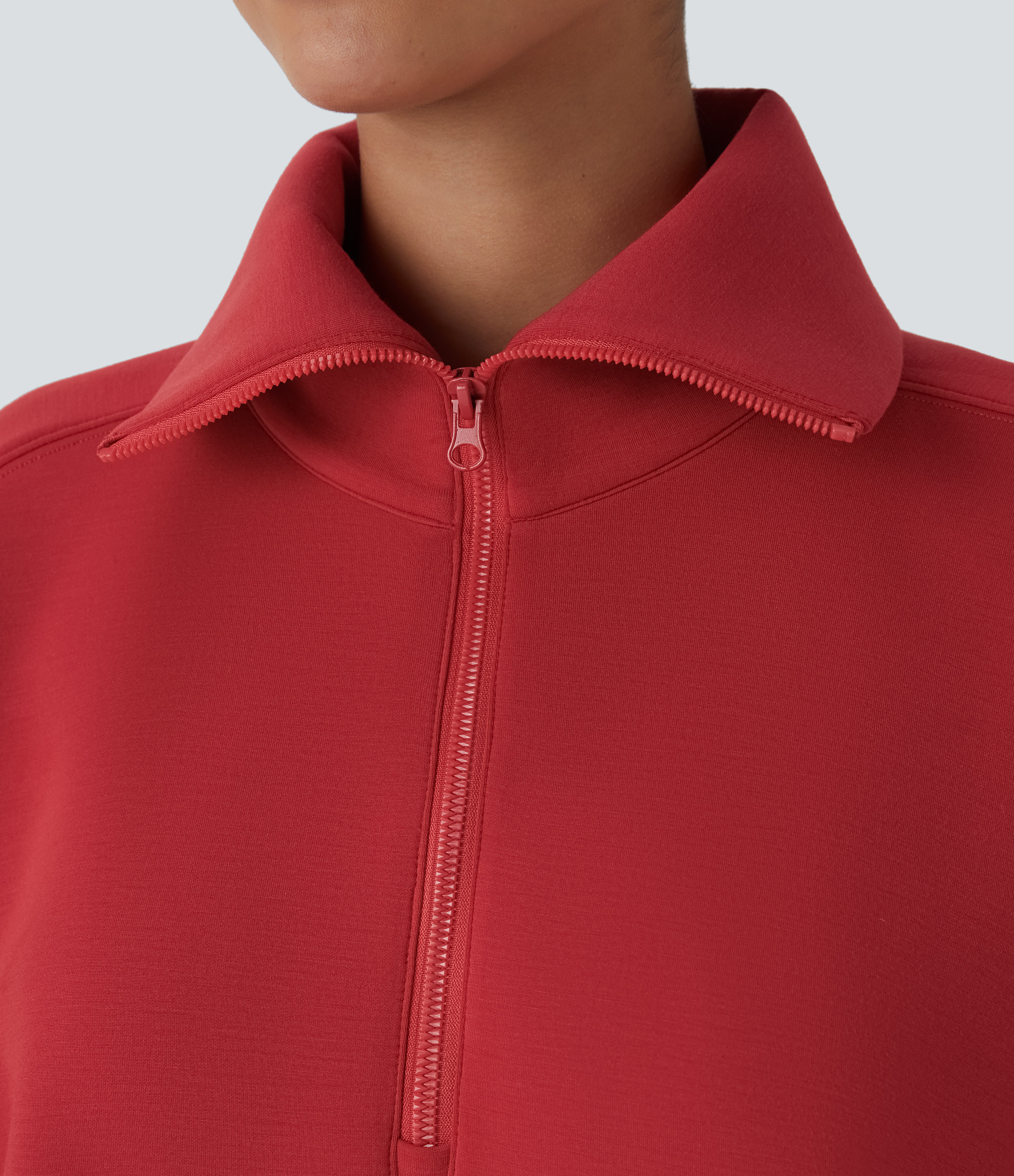 Halara SpacerTekв„ў Funnel Neck Half zipper Raglan Sleeve Relax Casual Sweatshirt  - Samba - M 