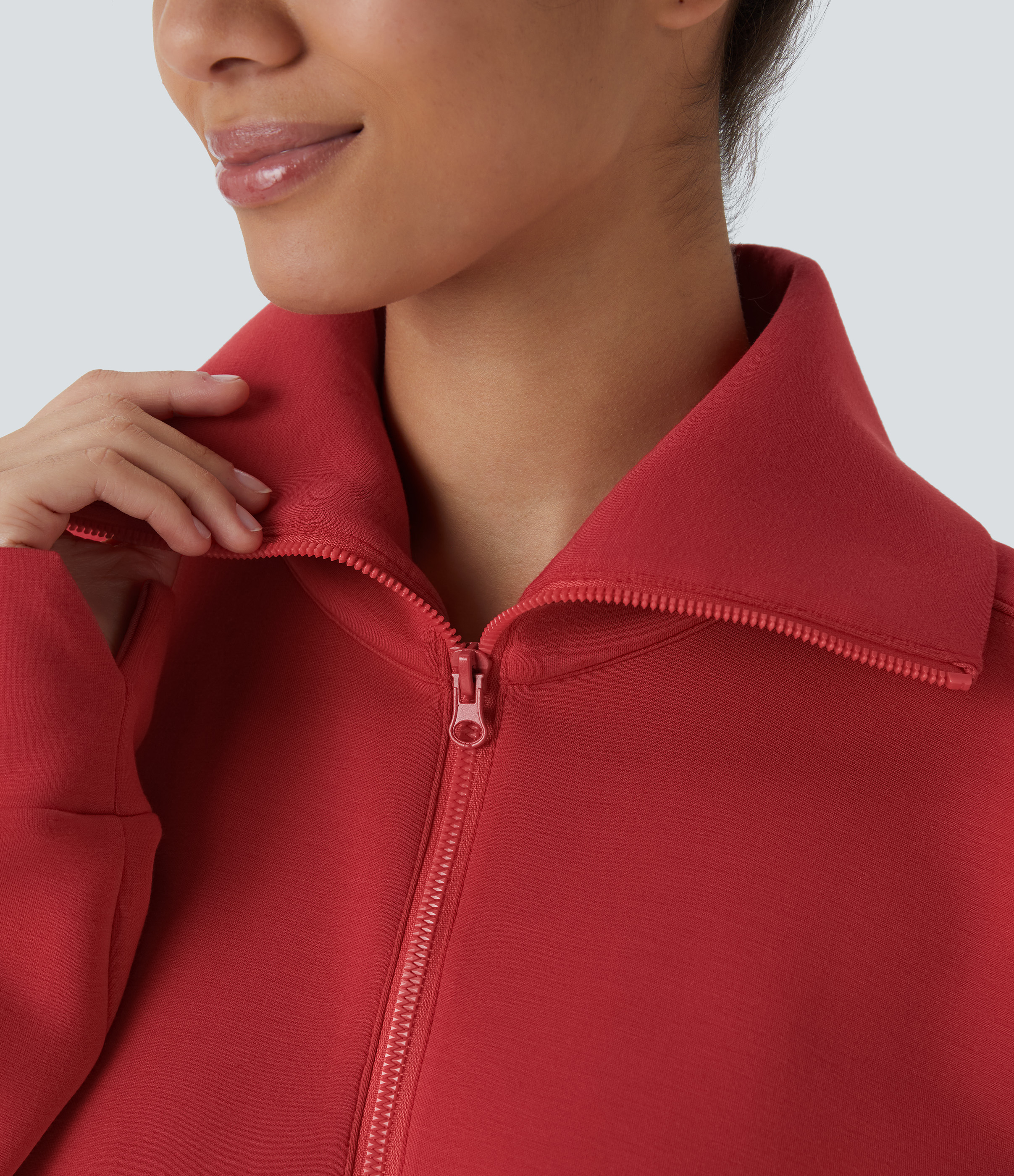 Halara SpacerTekв„ў Funnel Neck Half zipper Raglan Sleeve Relax Casual Sweatshirt  - Samba - M 