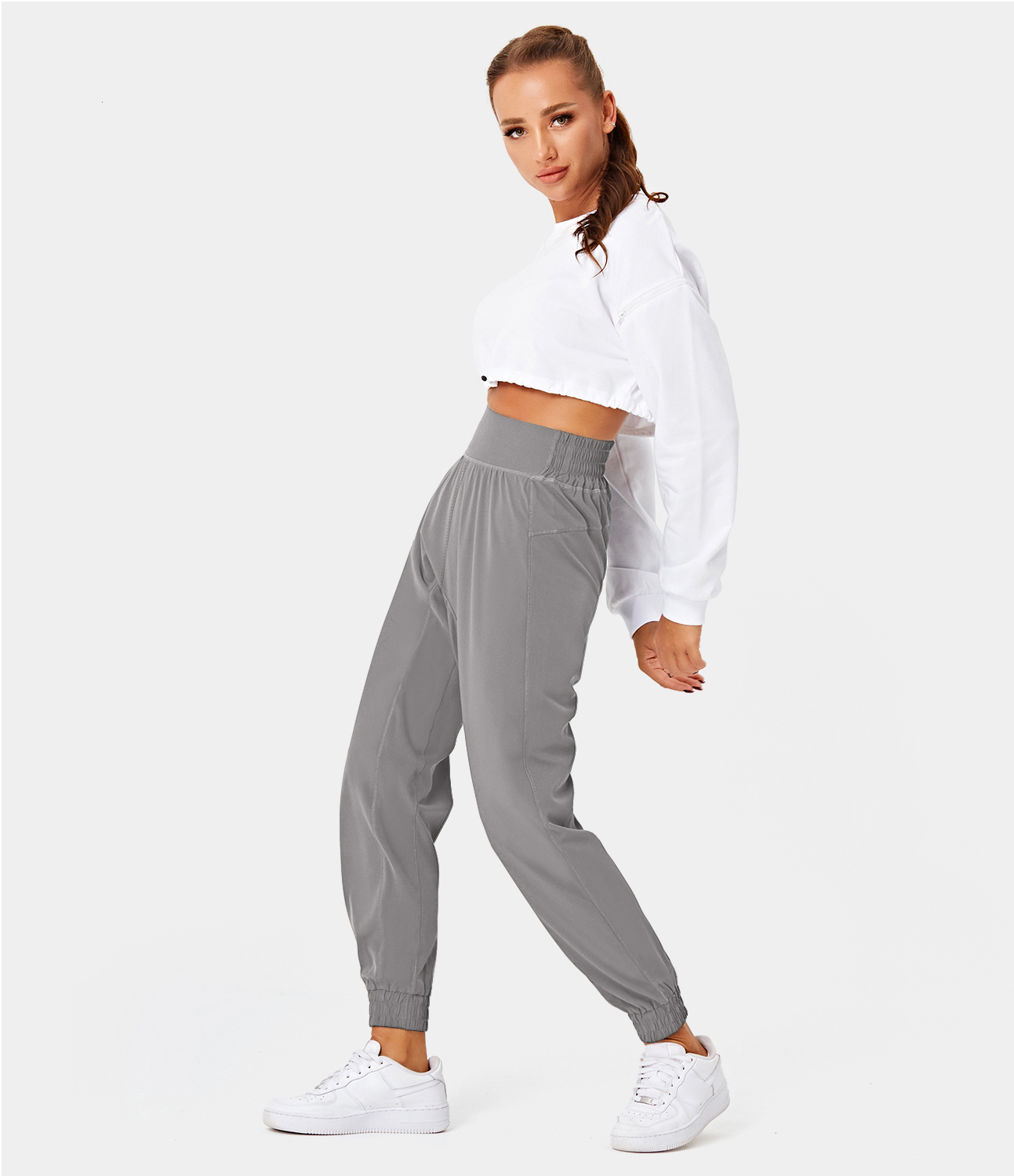 Women's High Waisted Elastic Waistband Casual Joggers HALARA
