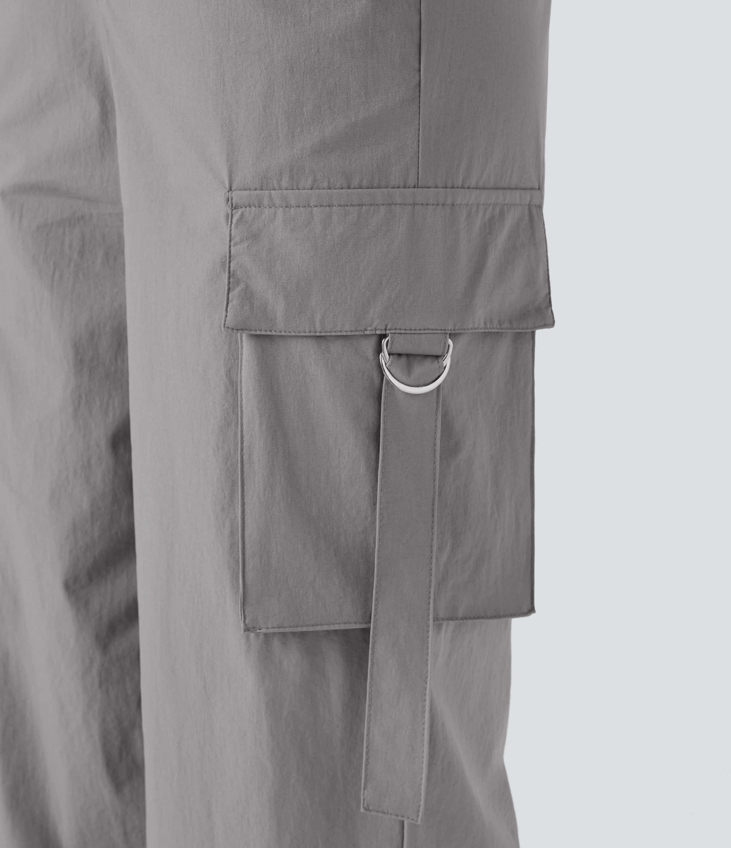 Halara High Waisted Button Zipper Multiple Pockets Straight Leg Casual Cargo Pants  - Mourning Dove - S 