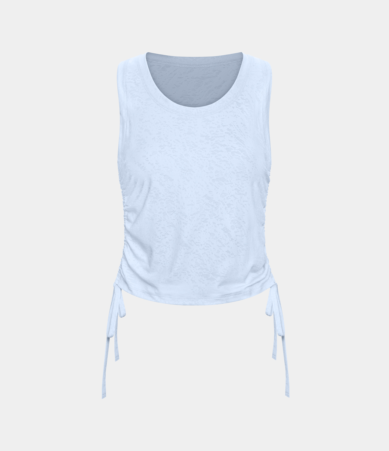 Halara U Neck Drawstring Ruched Jacquard Casual Tank Top Tank Top - Soft Blue - XL golf tops halter top tunic tops sleeveless tops 