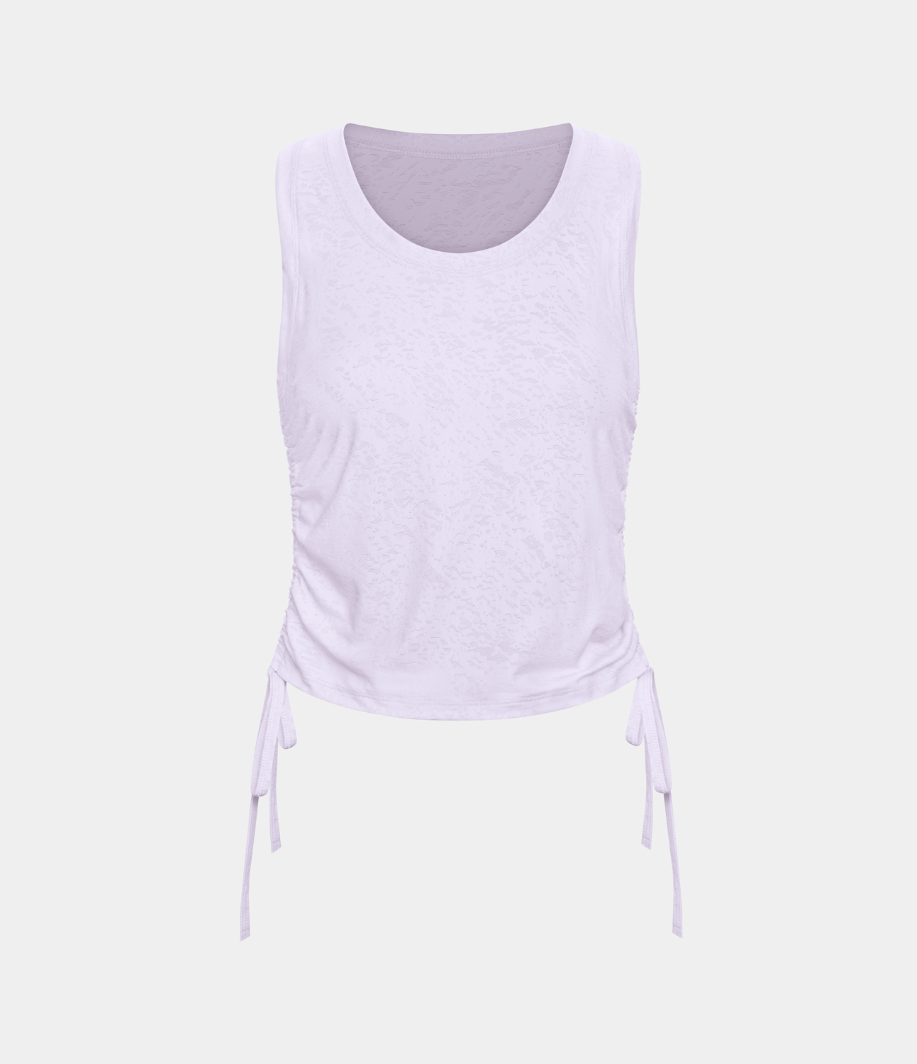 Halara U Neck Drawstring Ruched Jacquard Casual Tank Top Tank Top - Icy Purple - L golf tops halter top tunic tops sleeveless tops 