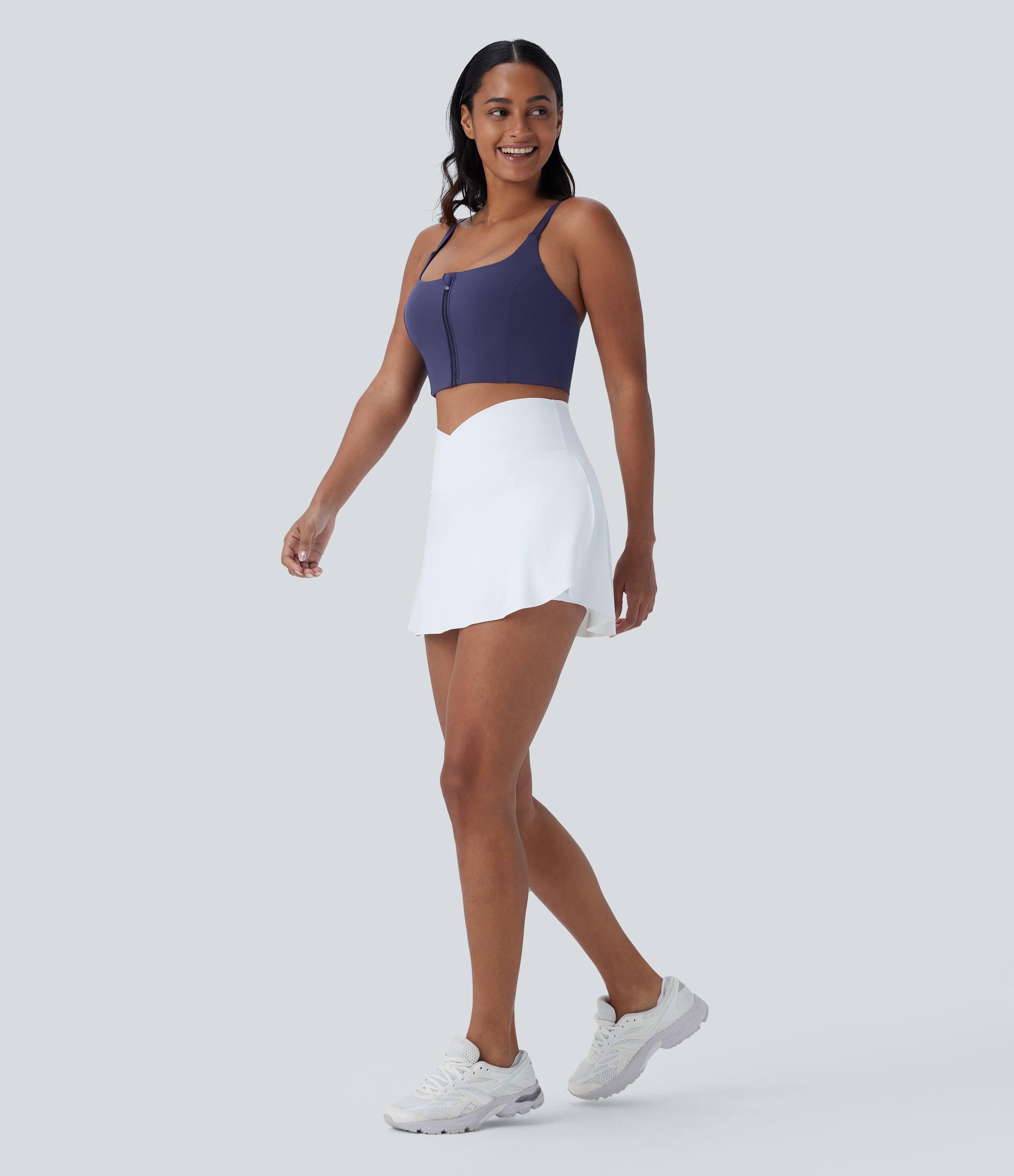 Halara Softlyzeroв„ў Low Support Backless Crisscross Adjustable Strap Zipper Yoga Sports Bra-UPF50+  - Peacoat - L push up bra strapless bra 