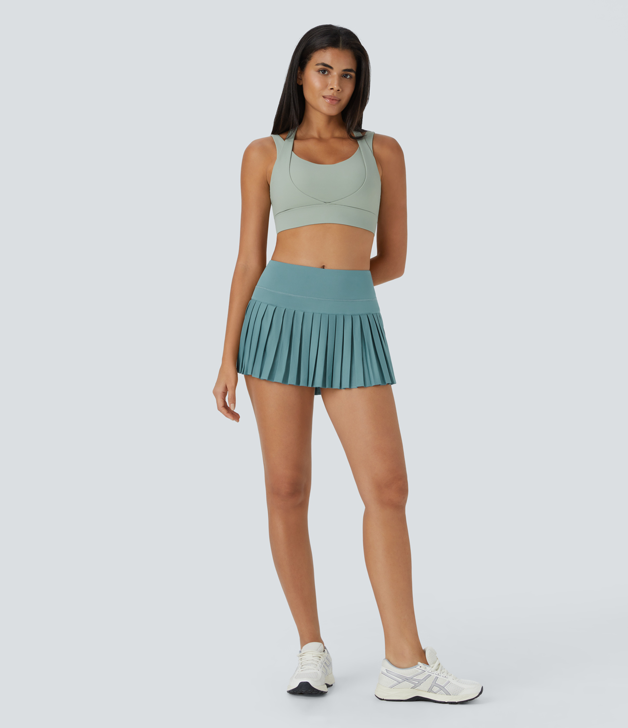 Halara Mid Rise 2-in-1 Side Pocket Pleated Mini Tennis Skirt  - Arctic - XL midi skirt a line skirt golfing skirt pleated tennis skirt 