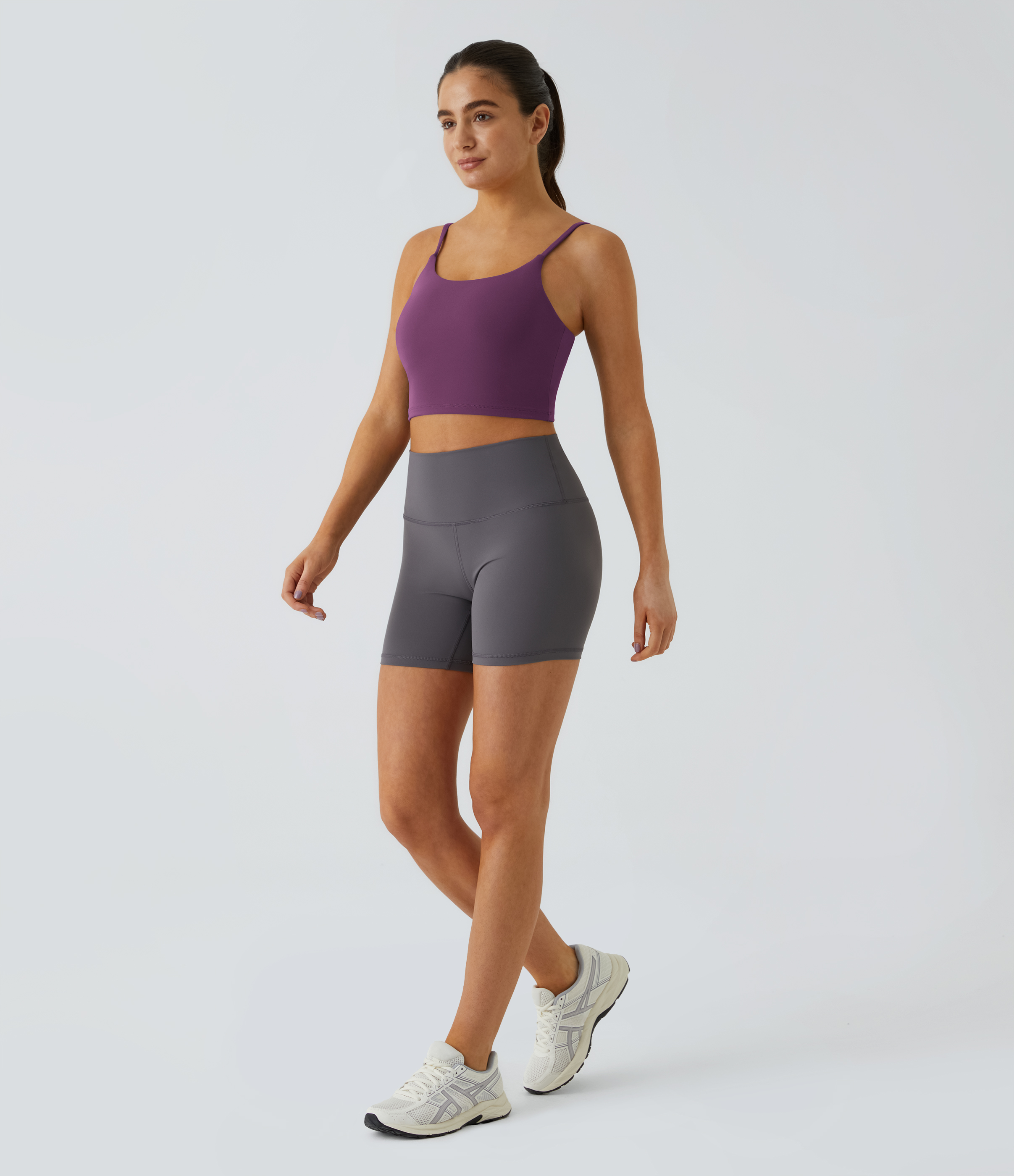 Halara Basic Padded Workout Cropped Tank Top Tank Top - Wood Violet - XS golf tops halter top tunic tops sleeveless tops backless top 