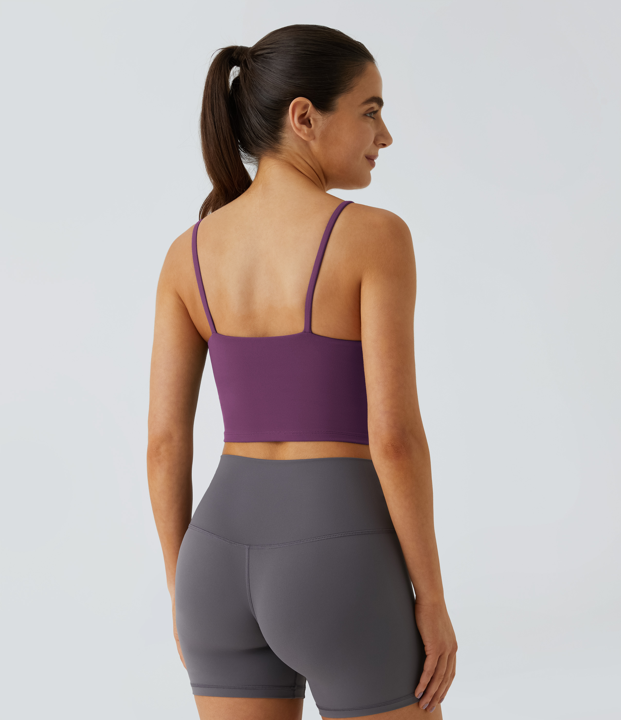 Halara Basic Padded Workout Cropped Tank Top Tank Top - Wood Violet - XS golf tops halter top tunic tops sleeveless tops backless top 
