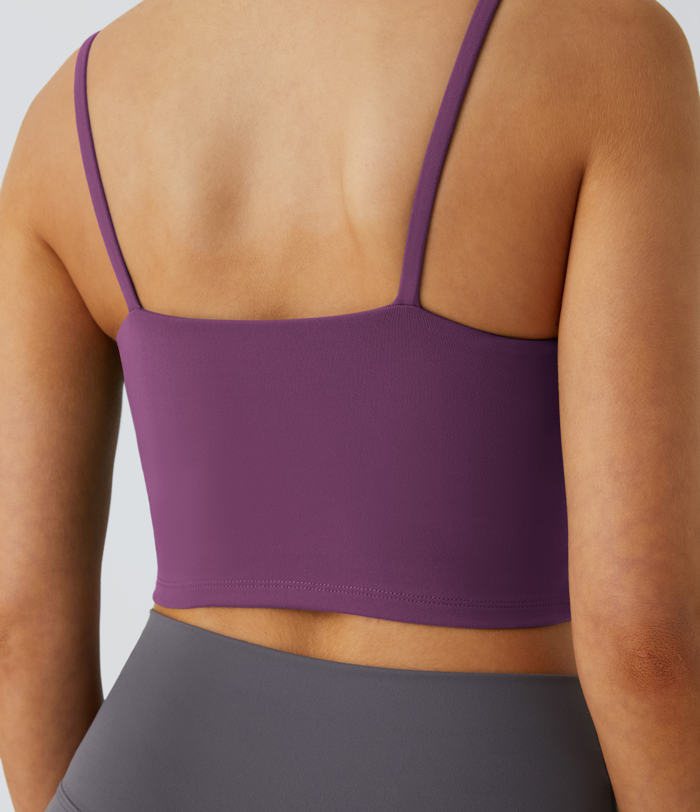 Halara Basic Padded Workout Cropped Tank Top Tank Top - Wood Violet - XS golf tops halter top tunic tops sleeveless tops backless top 