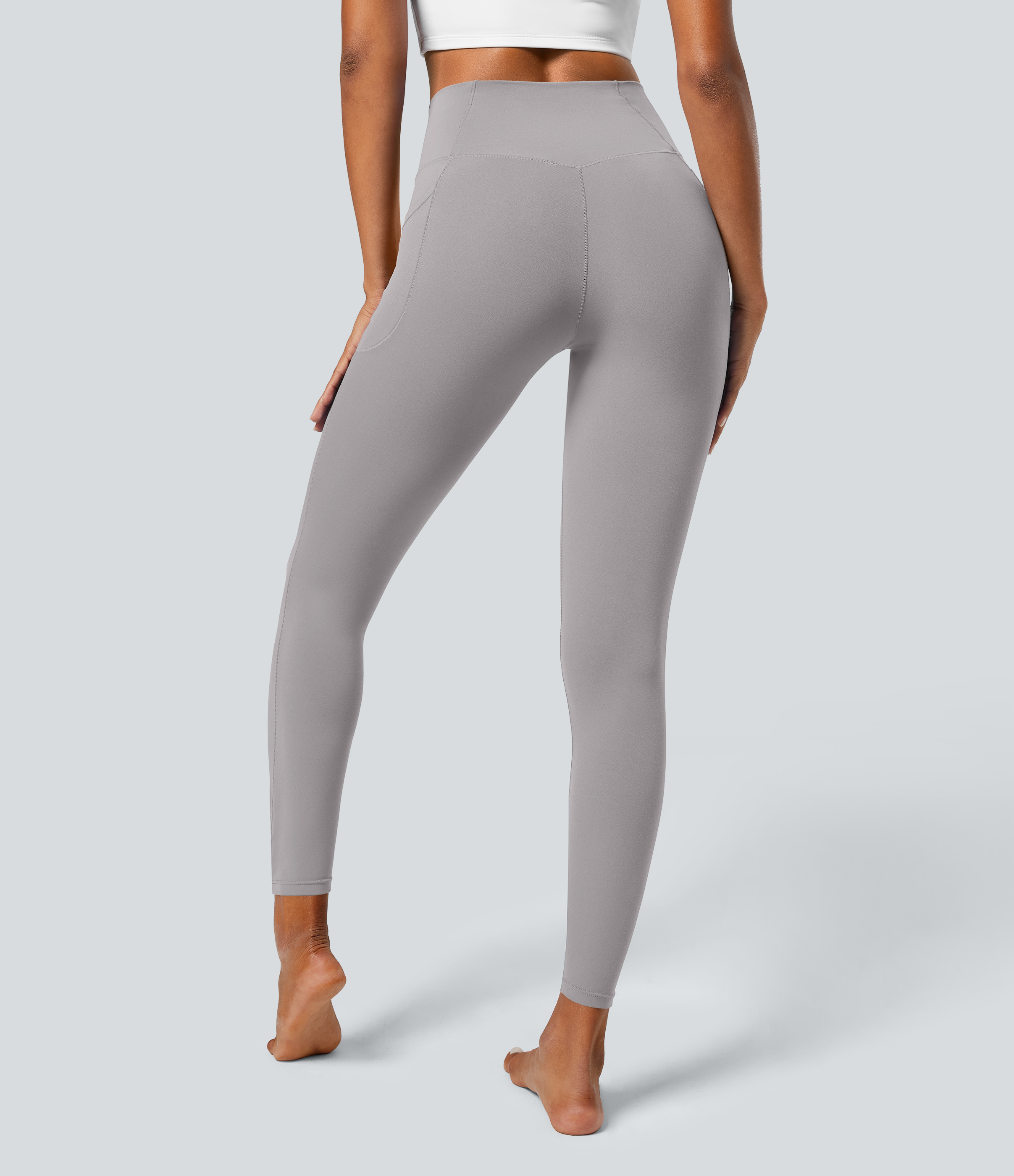 Halara Everyday Cloudfulв„ў Crossover Pocket Plain Leggings  - Steel Gray - M(7/8) gym leggings leggings with pockets leggings with butt lift 