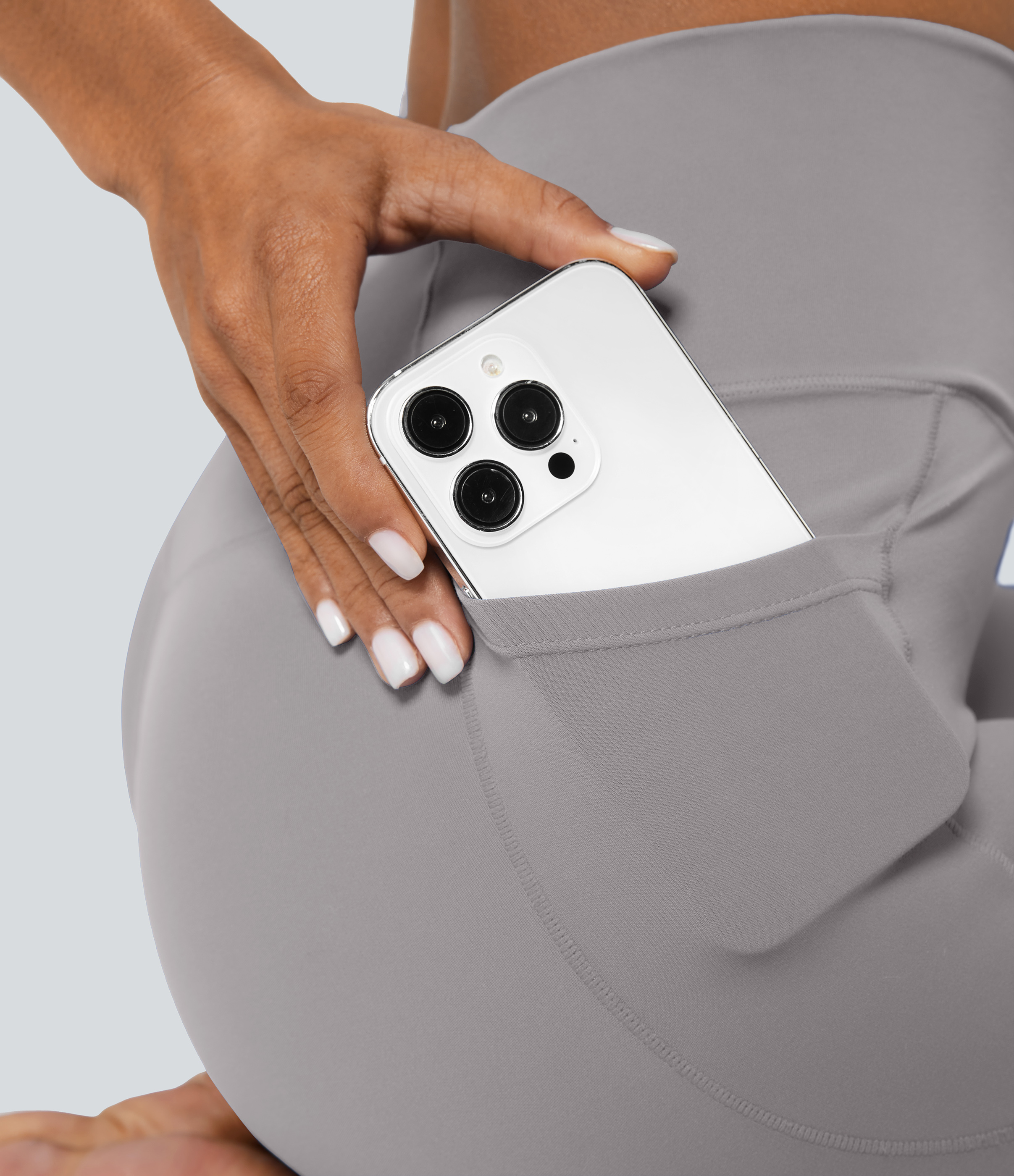 Halara Everyday Cloudfulв„ў Crossover Pocket Plain Leggings  - Steel Gray - M(7/8) gym leggings leggings with pockets leggings with butt lift 