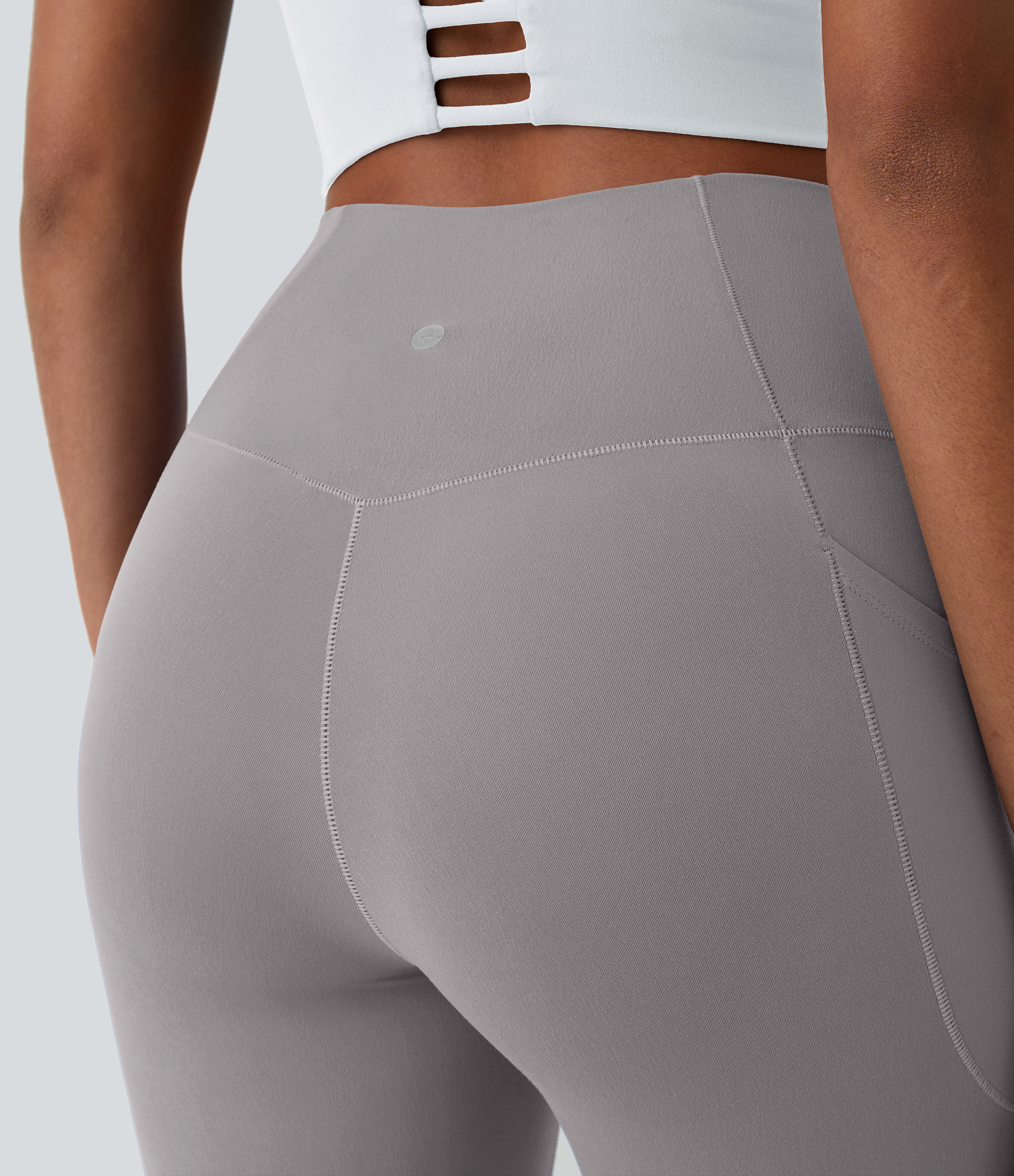 Halara Everyday Cloudfulв„ў Crossover Pocket Plain Leggings  - Steel Gray - M(7/8) gym leggings leggings with pockets leggings with butt lift 