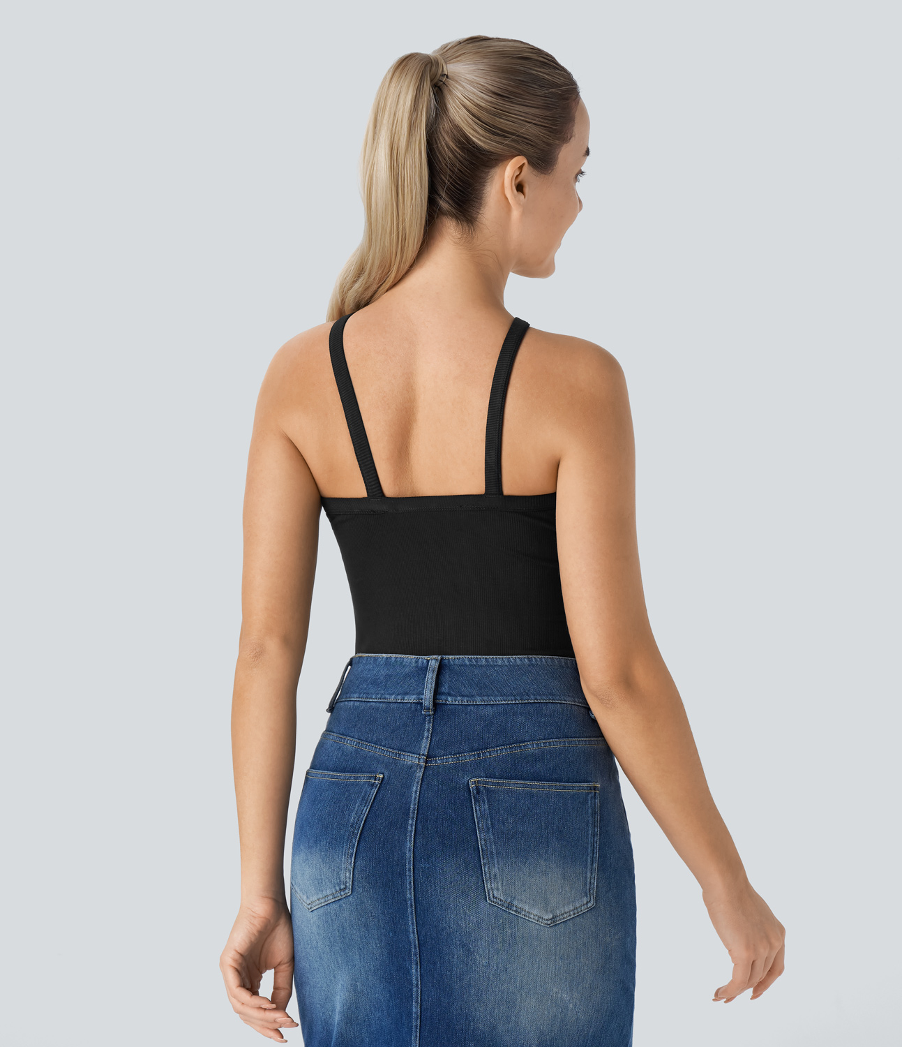 Halara Crisscross Backless Casual Tank Top Tank Top - Black - M golf tops halter top tunic tops sleeveless tops backless top 