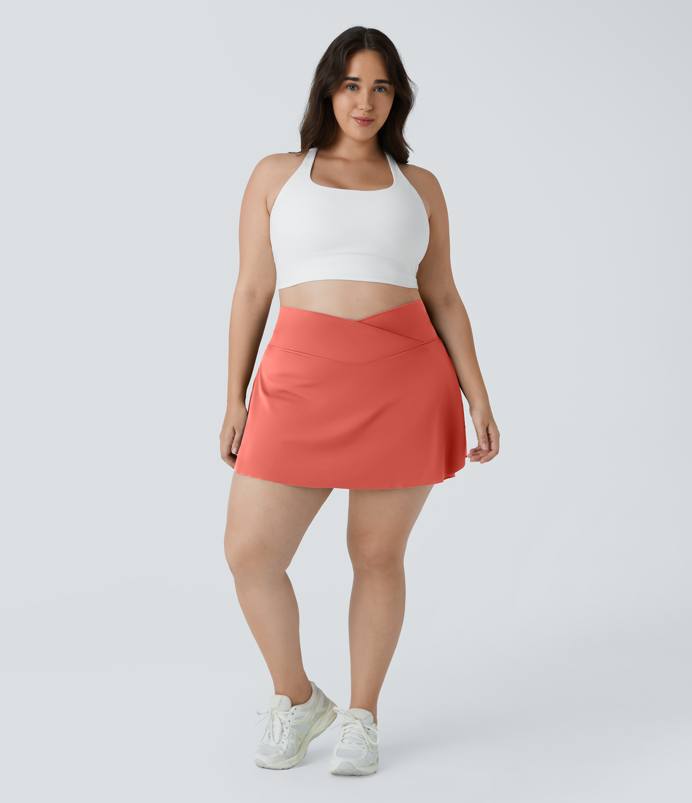 Halara Everyday Cloudfulв„ў Air Fabric Crossover Side Pocket 2-in-1 Cool Touch Tennis Plus Size Skirt-Lucid  - Imperial Red - 1X 