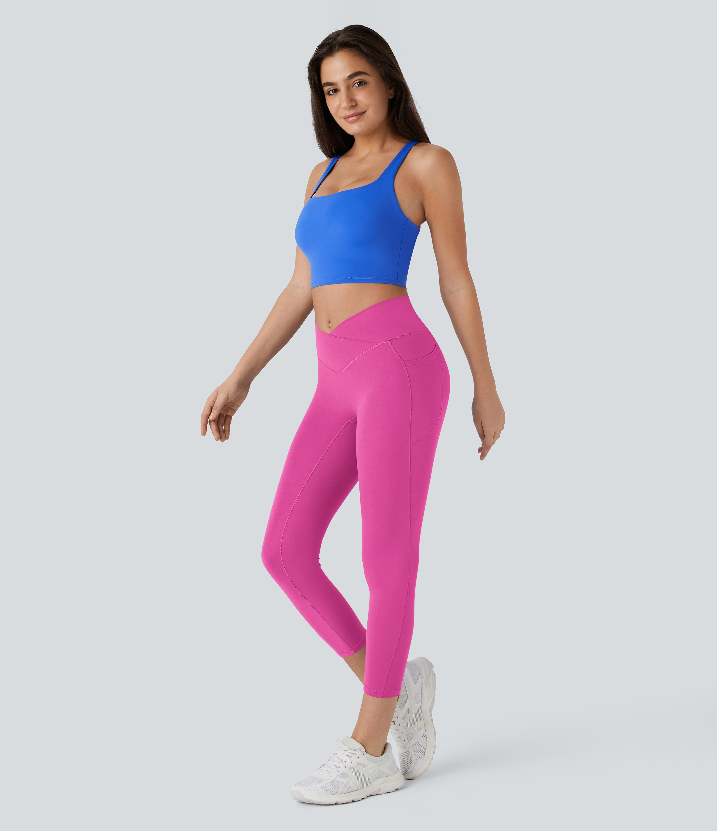 Halara Softlyzeroв„ў High Waisted Crossover Pocket Capri Yoga Leggings-UPF50+  - Fedora Red Purple - L gym leggings leggings with pockets 