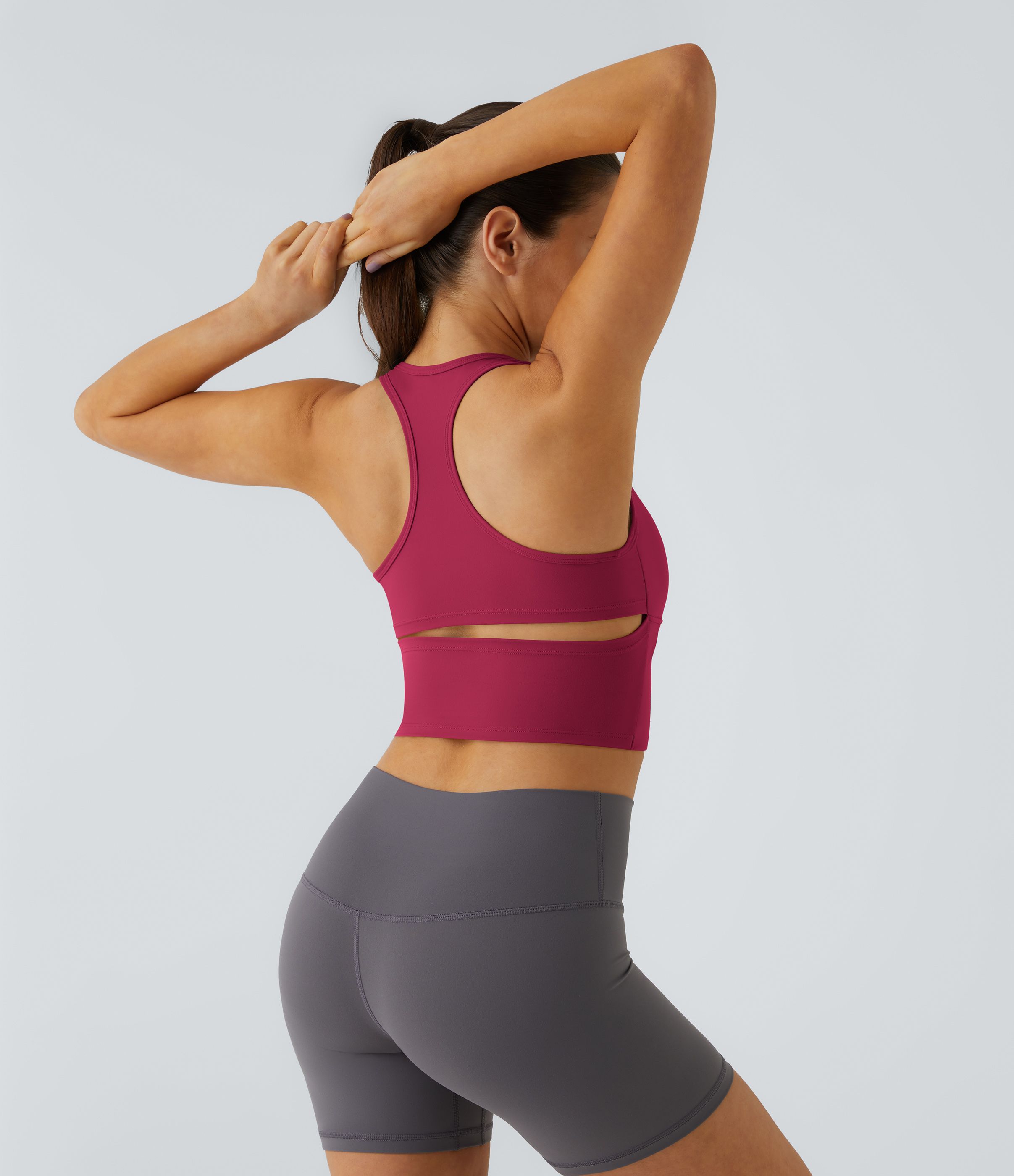 Halara In My Feels Cloudfulв„ў Fabric U Neck Backless Racerback Cut Out Cropped Yoga Tank Top Tank Top - Cherries Jubilee - XS golf tops 