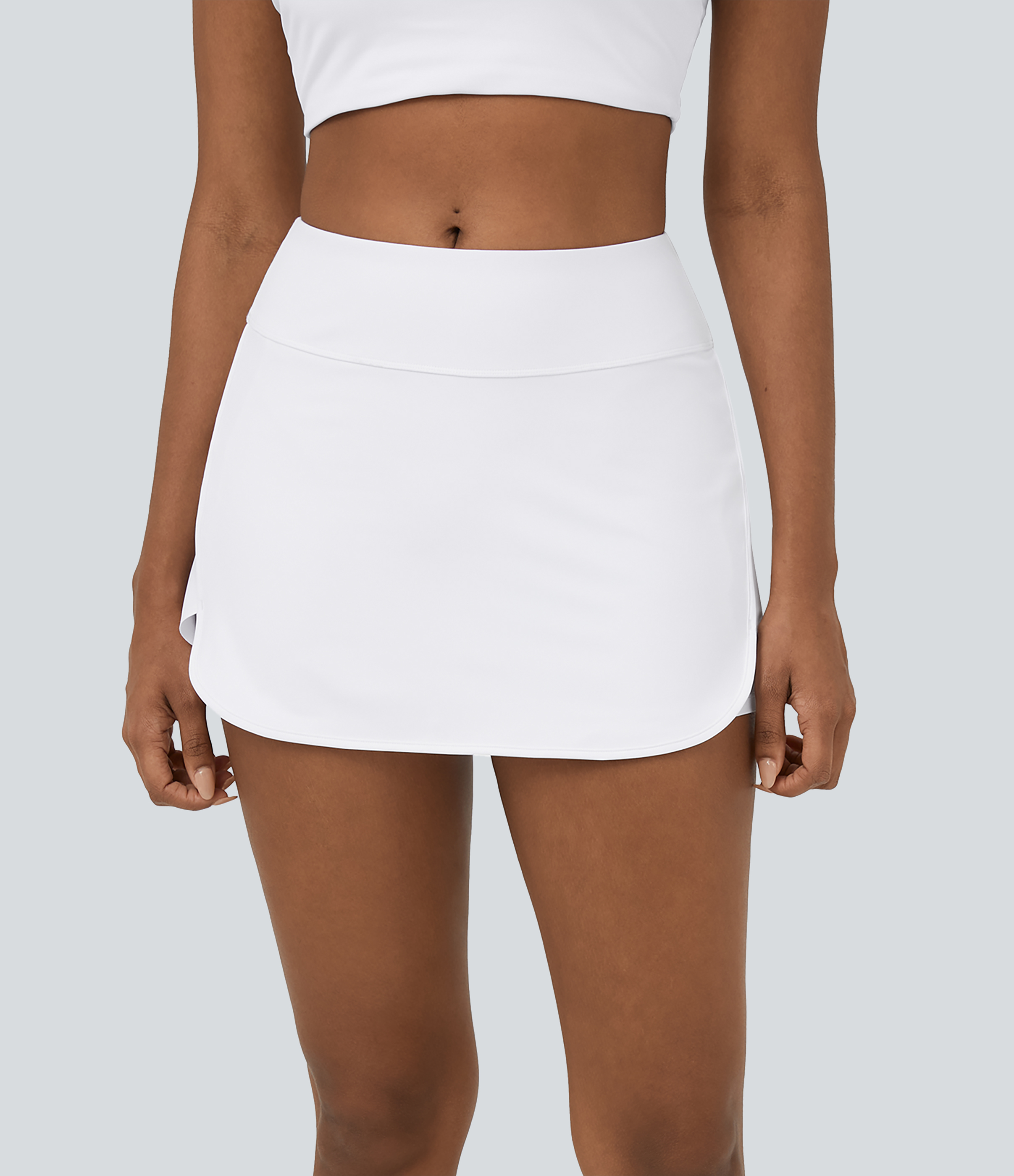 Halara Softlyzeroв„ў Airy High Waisted Contrast Trim 2-in-1 Side Pocket Curved Hem Mini Cool Touch Tennis Skirt  - White - XS(regular) 