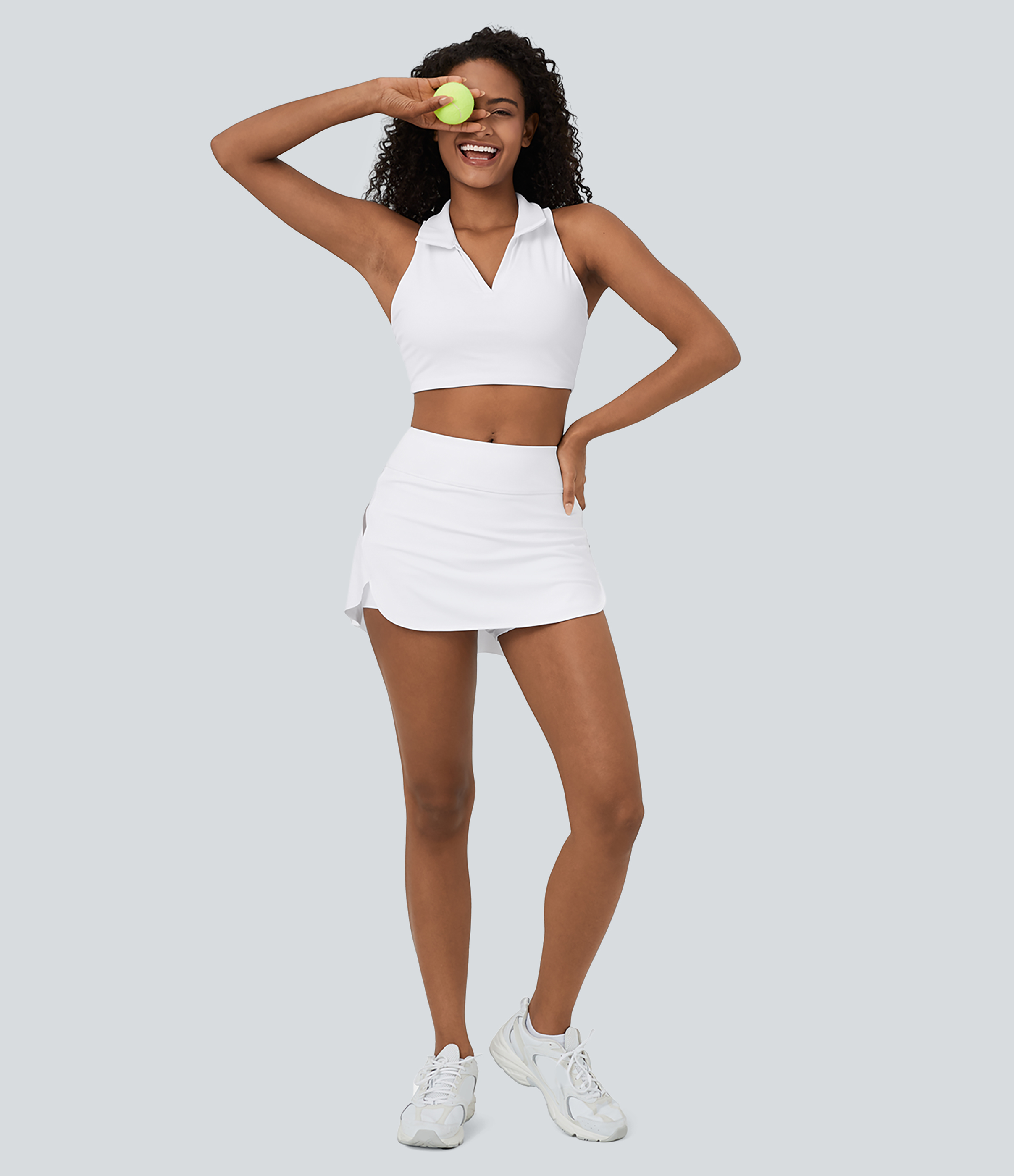 Halara Softlyzeroв„ў Airy High Waisted Contrast Trim 2-in-1 Side Pocket Curved Hem Mini Cool Touch Tennis Skirt  - White - XS(regular) 