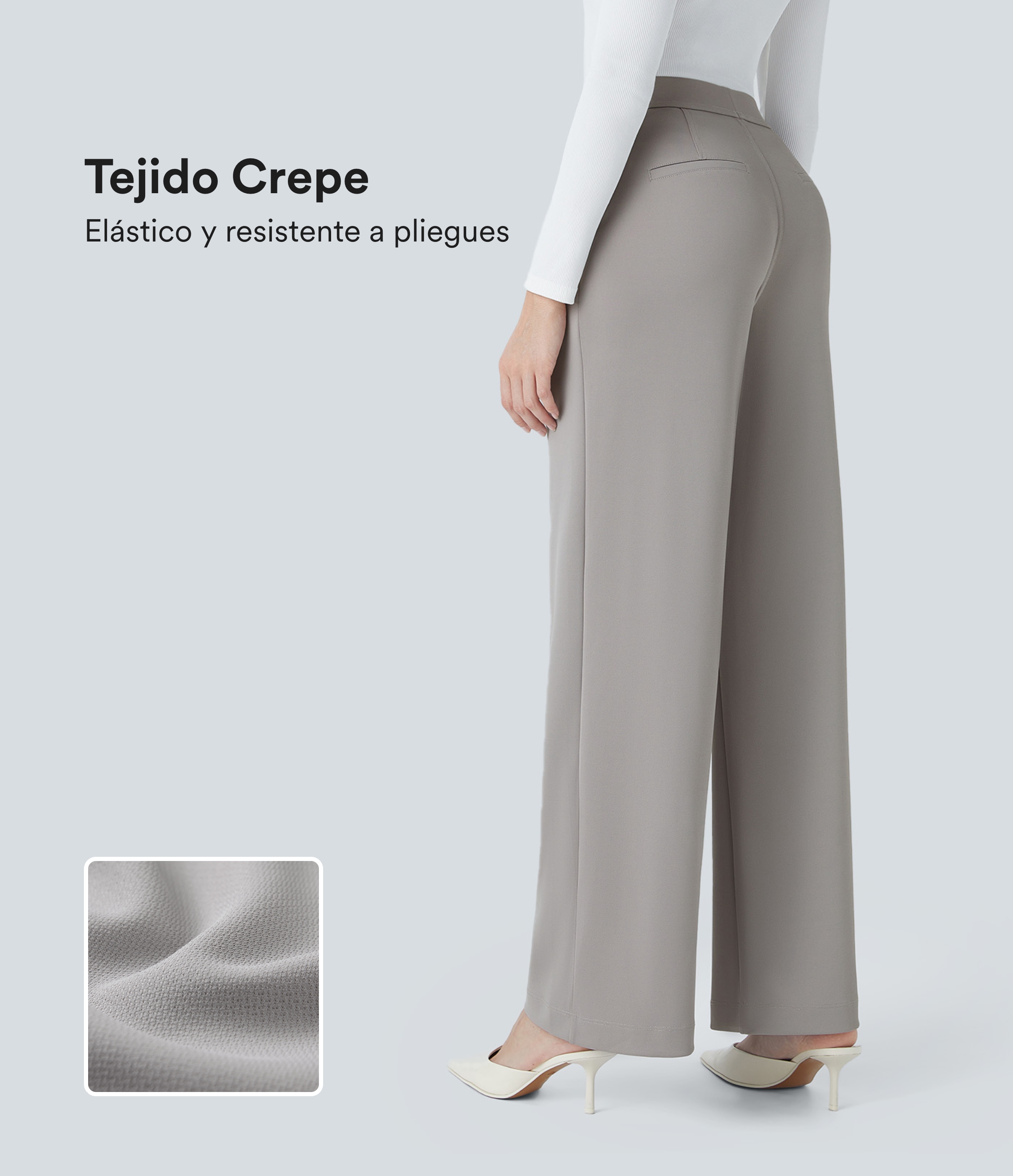 Pantalón Halara Flex™ oficina crepé pierna recta bolsillo lateral tiro alto