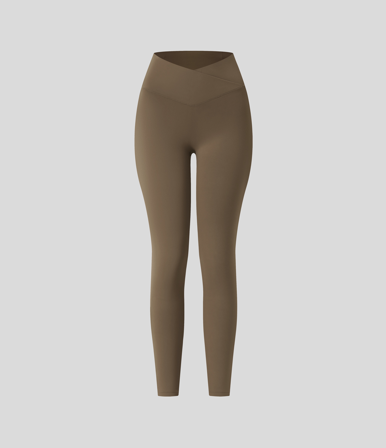 Halara Everyday Cloudfulв„ў Fabric Crossover Pocket Plain Leggings  - Chestnut Brown - S(7/8) gym leggings leggings with pockets 