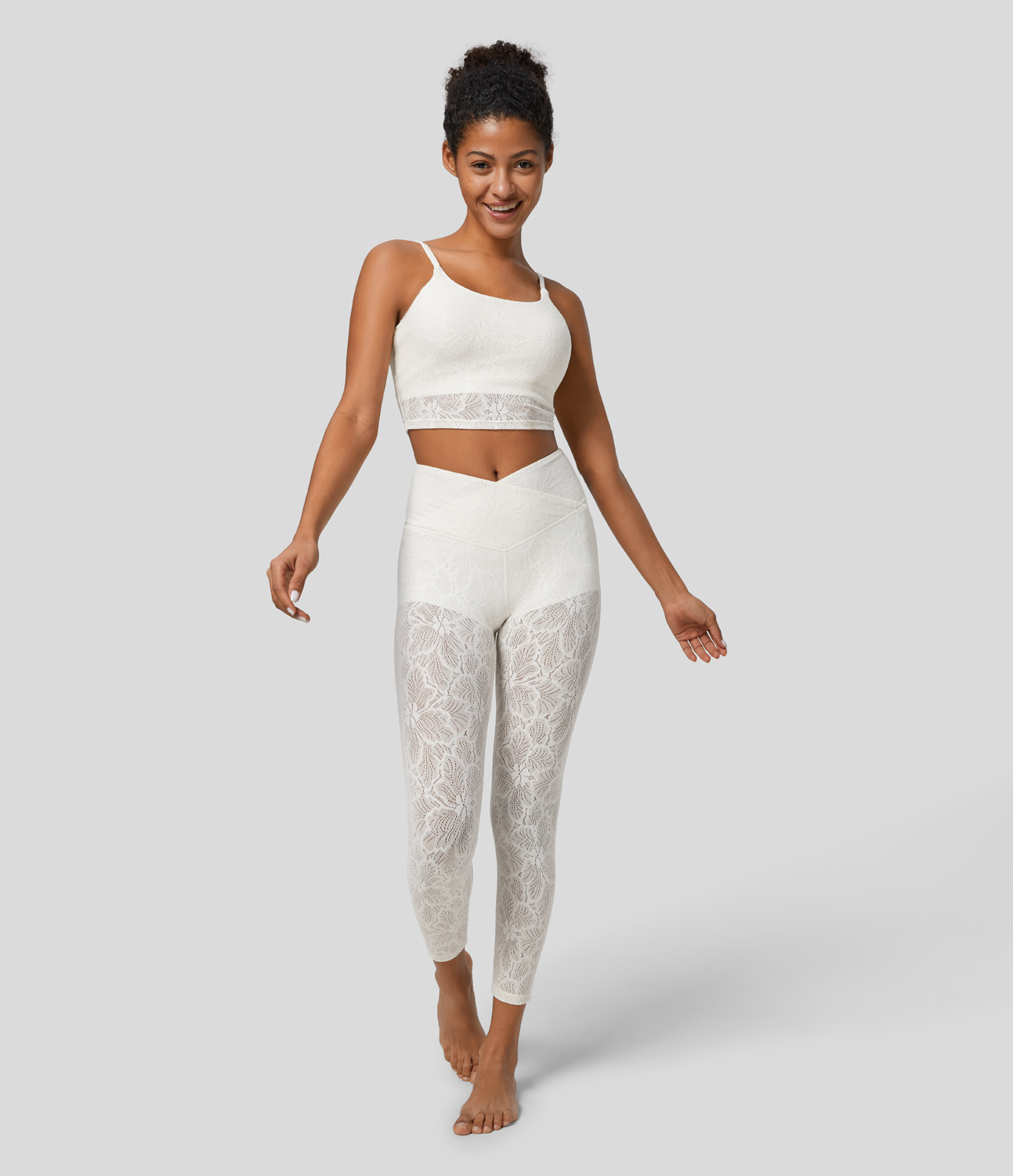 

Halara High Waisted Crossover 2-in-1 7/8 Lace Casual Leggings - White