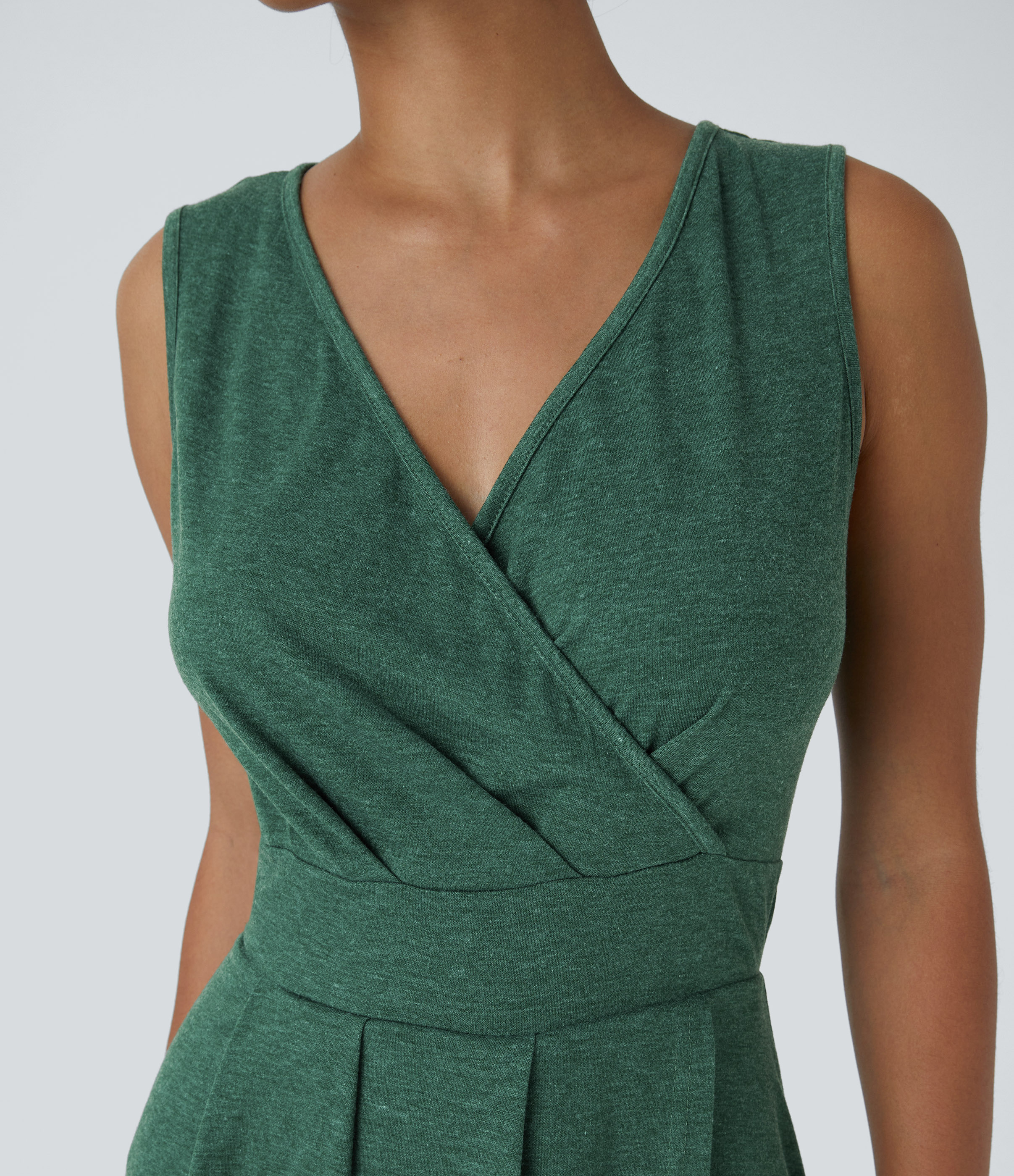 Women's Deep V Neck Sleeveless High Low Crossover Hem Flowy