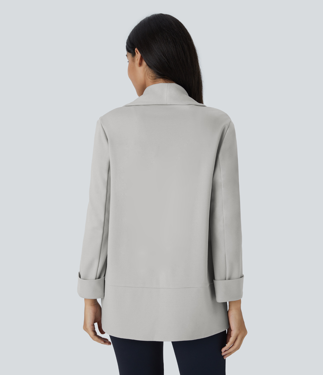 Halara Open Front Long Sleeve Side Pocket Work Blazer  - Earthy Gray - XL 