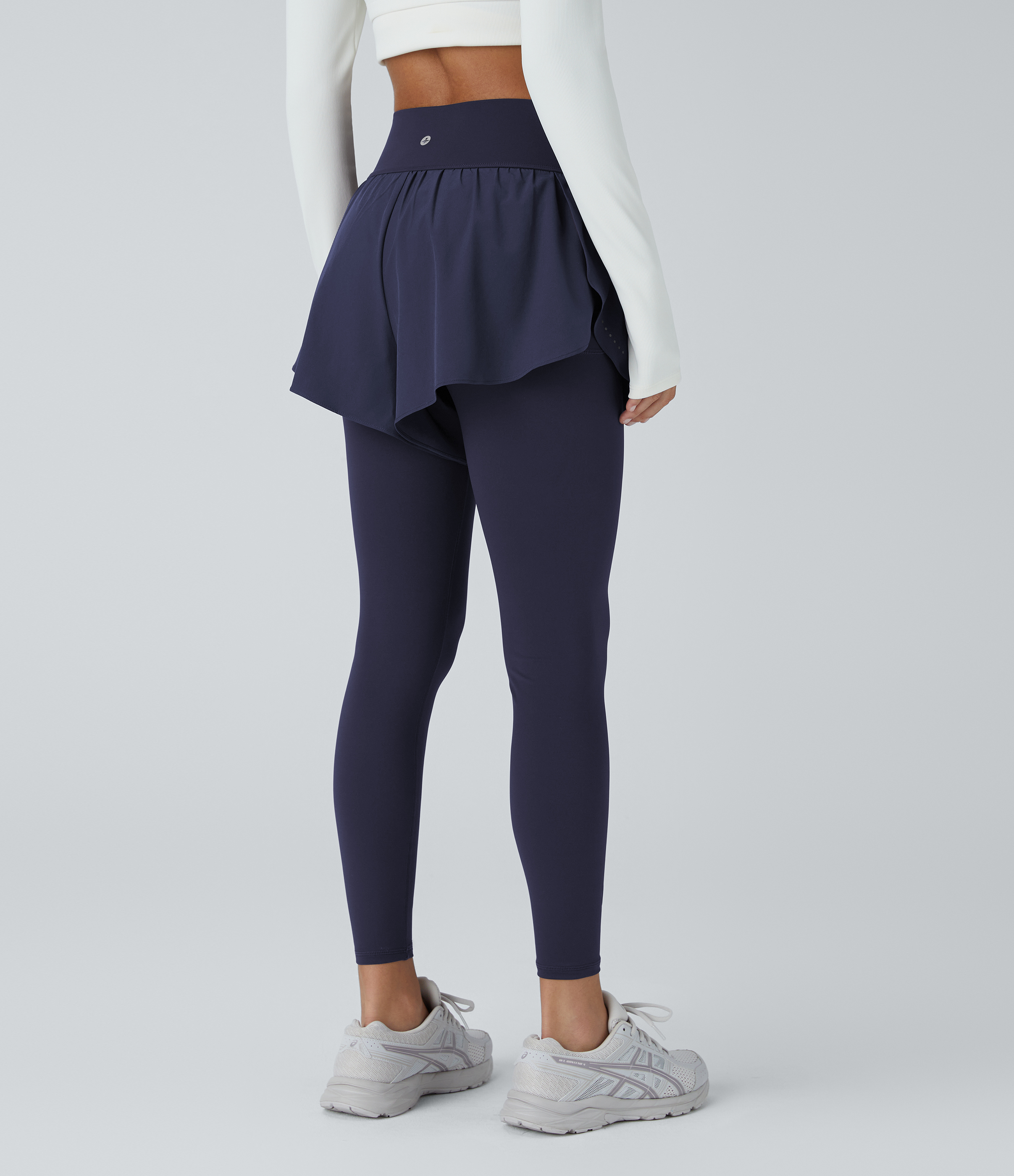 Halara Breezefulв„ў High Waisted Reflective Dots Side Pocket 2-in-1 7/8 Quick Dry Training Leggings  - Peacoat - S(7/8) gym leggings 