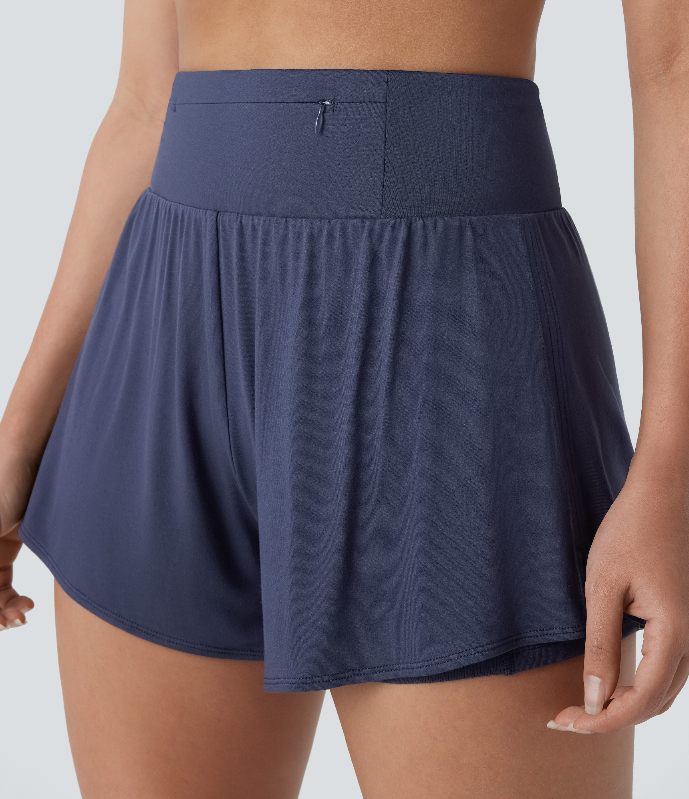 Halara High Waisted Multiple Pockets Split 2-in-1 Yoga Shorts Gym Short - Dawn Purple - S booty shorts compression shorts yoga shorts 