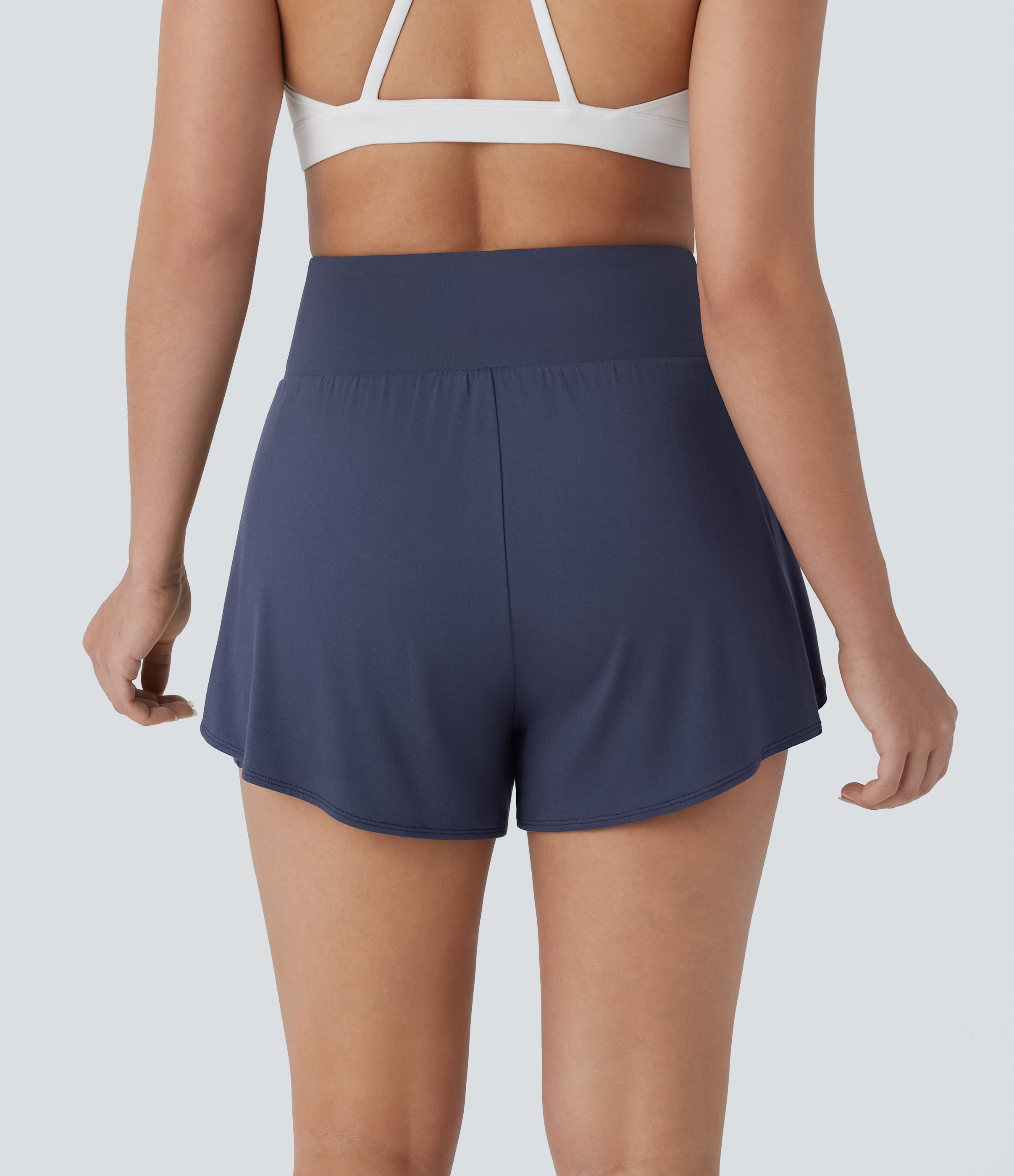 Halara High Waisted Multiple Pockets Split 2-in-1 Yoga Shorts Gym Short - Dawn Purple - S booty shorts compression shorts yoga shorts 