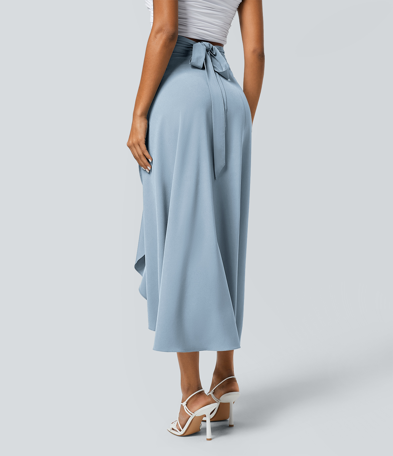 Halara Breezefulв„ў High Waisted Twisted Wrapped Tie Back Quick Dry Resort Skirt  - Ballad Blue - L(regular) 