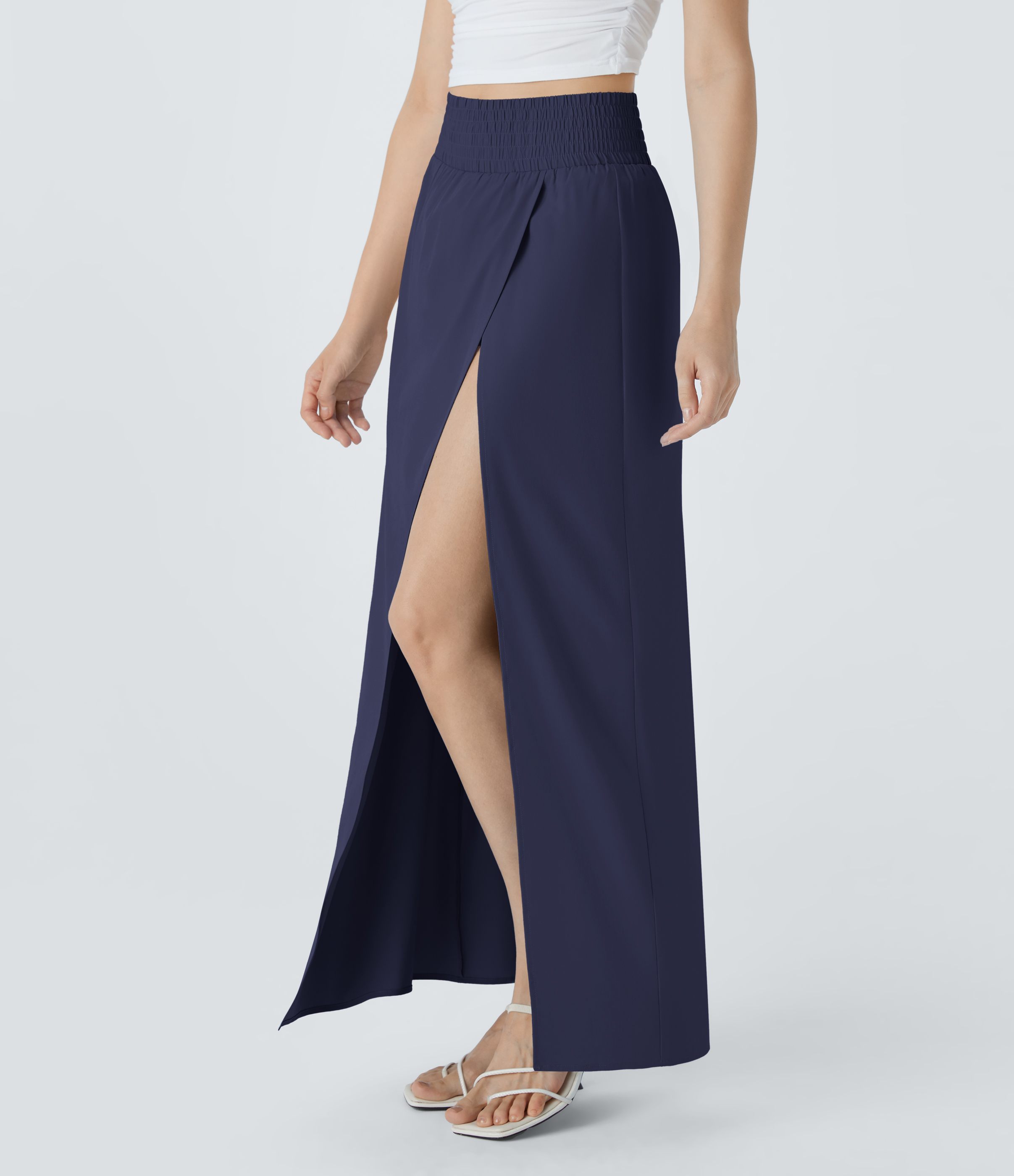 Halara Breezefulв„ў High Waisted Split 2-in-1 Side Pocket Flowy Maxi Quick Dry Casual Skirt  - Patriot Blue - XS(regular) 