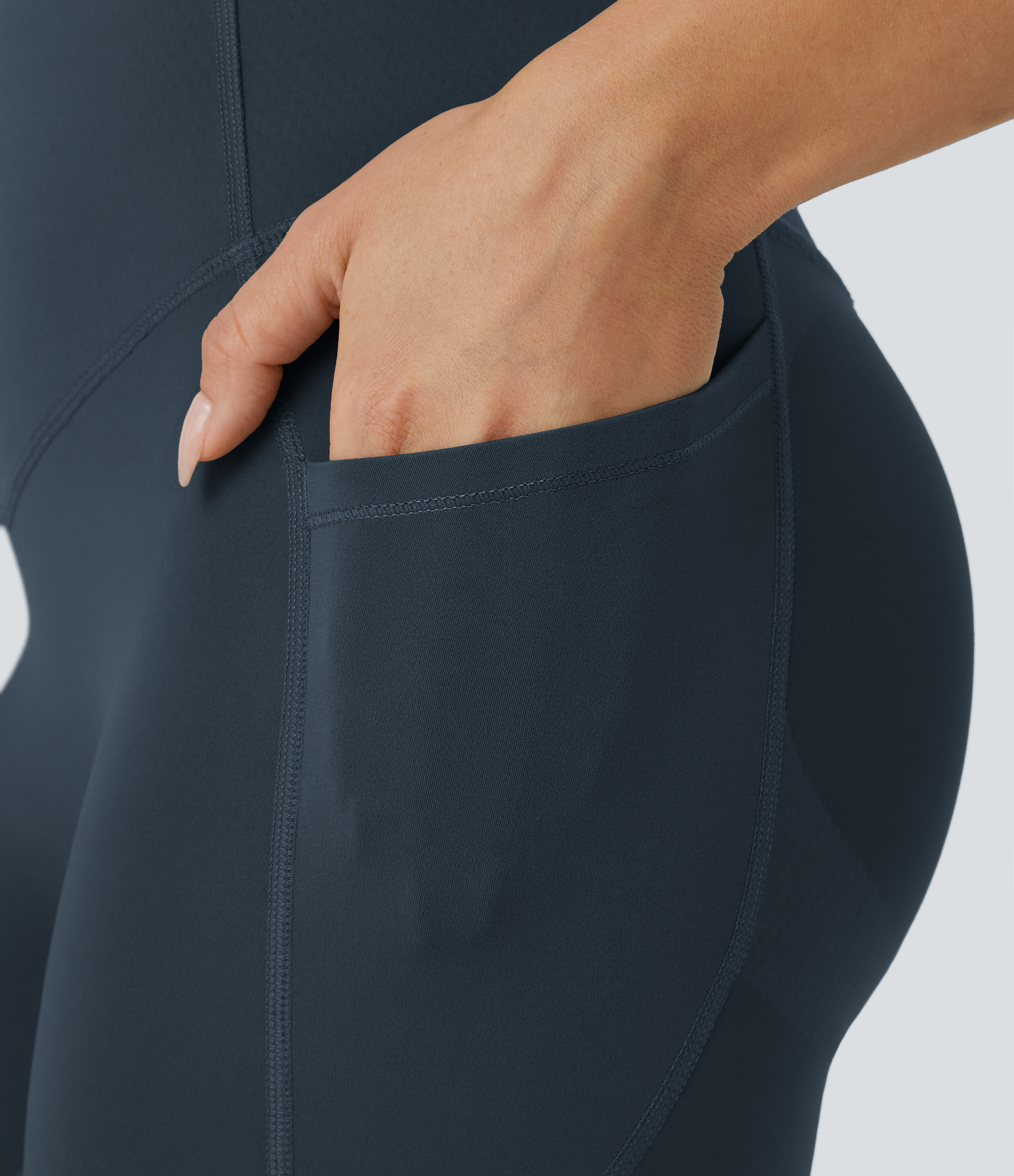 Halara SoCinched High Waisted Butt Lifting Tummy Control Side Pocket Shaping Workout UltraSculpt Leggings  - Carbon - M(7/8) gym leggings 