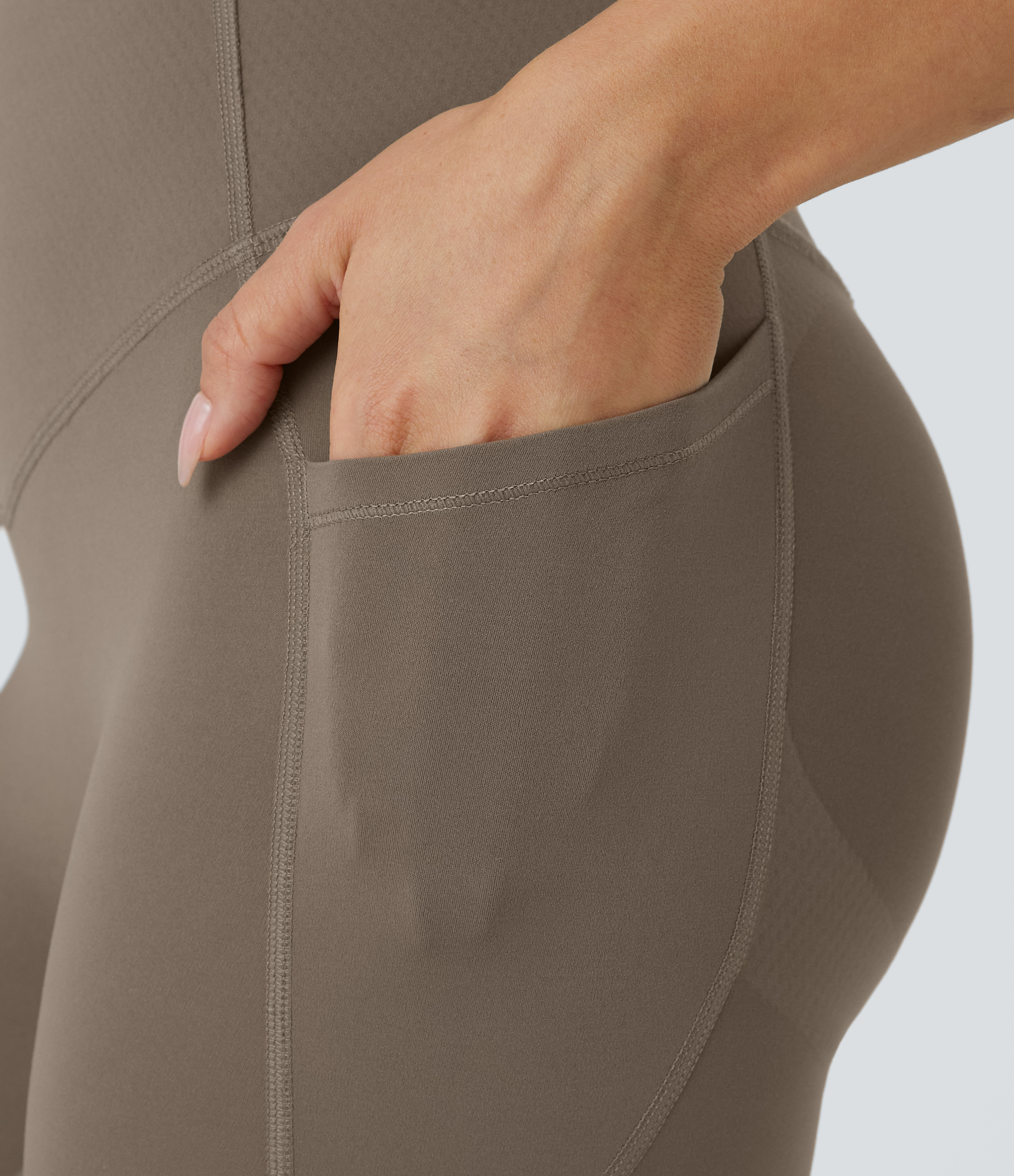 Halara SoCinched High Waisted Butt Lifting Tummy Control Side Pocket Shaping Workout UltraSculpt Leggings  - Dawn Brown - XL(7/8) 