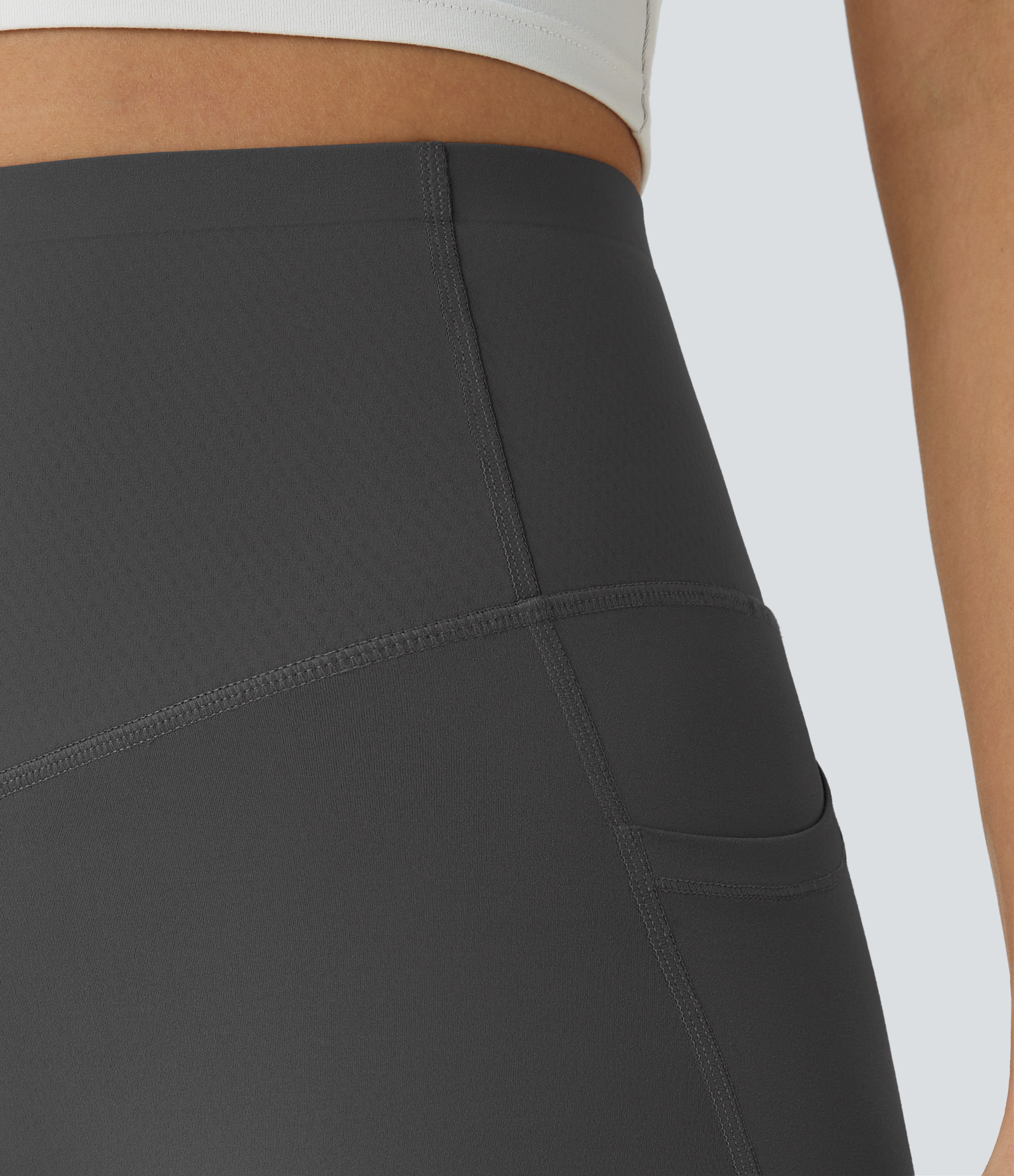Halara SoCinched High Waisted Butt Lifting Tummy Control Side Pocket Shaping Workout UltraSculpt Leggings  - Volcanic Ash - XS(7/8) 