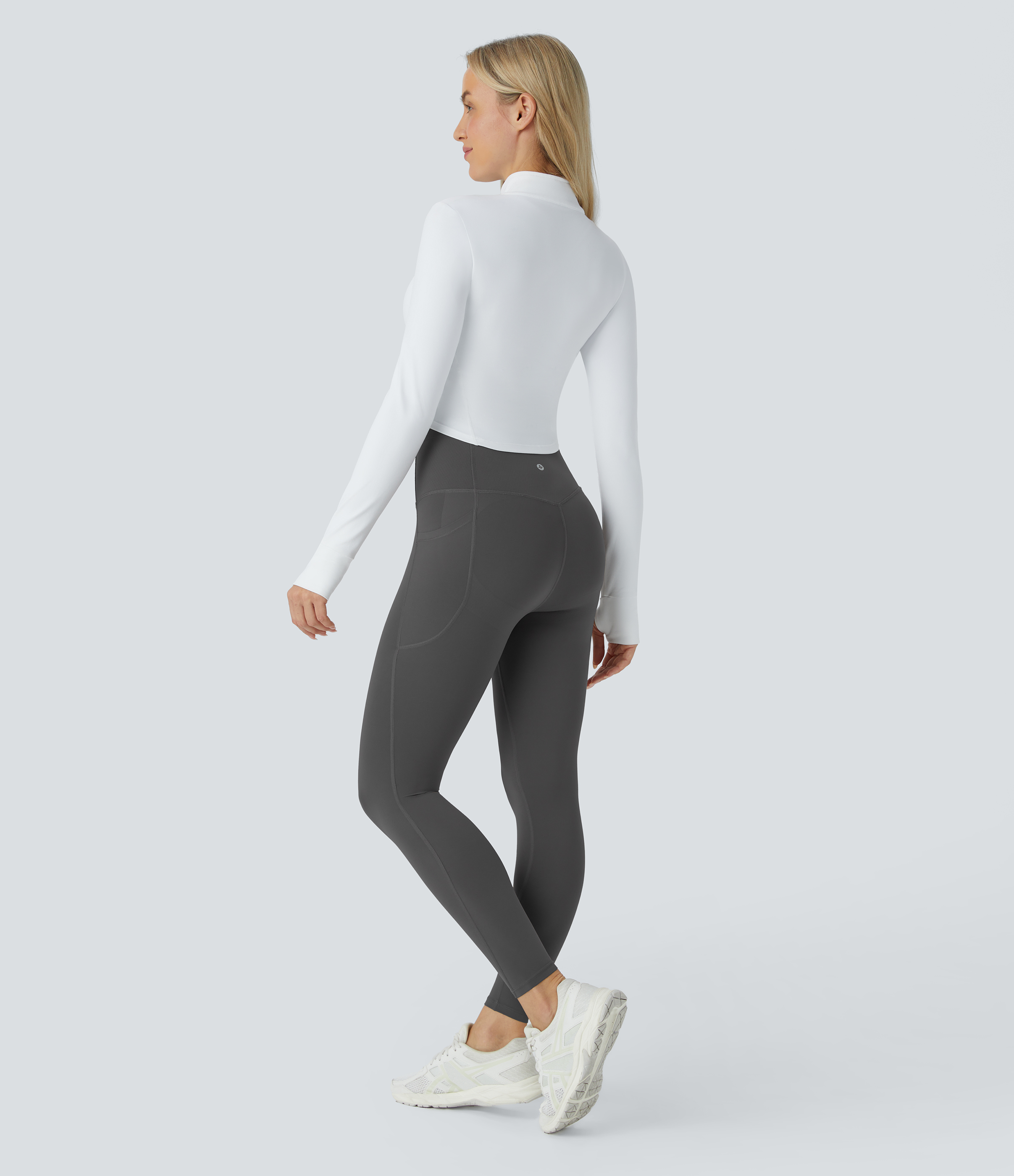 Halara SoCinched High Waisted Butt Lifting Tummy Control Side Pocket Shaping Workout UltraSculpt Leggings  - Volcanic Ash - XS(7/8) 
