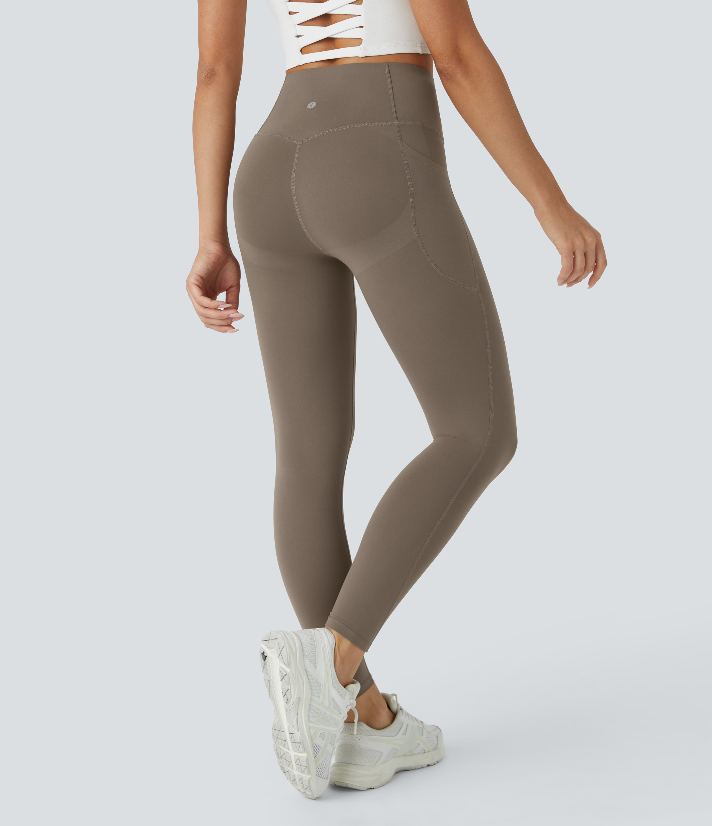 Halara SoCinched High Waisted Butt Lifting Tummy Control Side Pocket Shaping Workout UltraSculpt Leggings  - Dawn Brown - XL(7/8) 