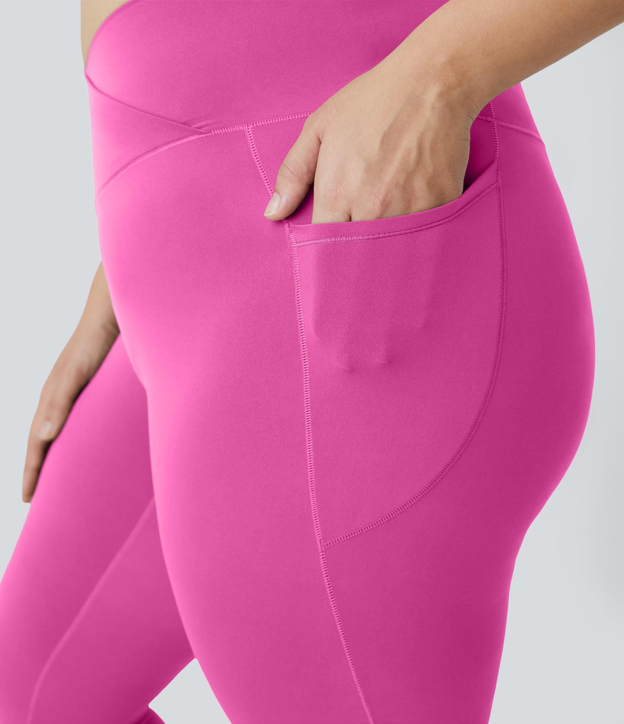 Halara Cloudfulв„ў Fabric 3.0 High Waisted Crossover Side Pocket Plain Plus Size Full Length Leggings  - Fedora Red Purple - 1X 