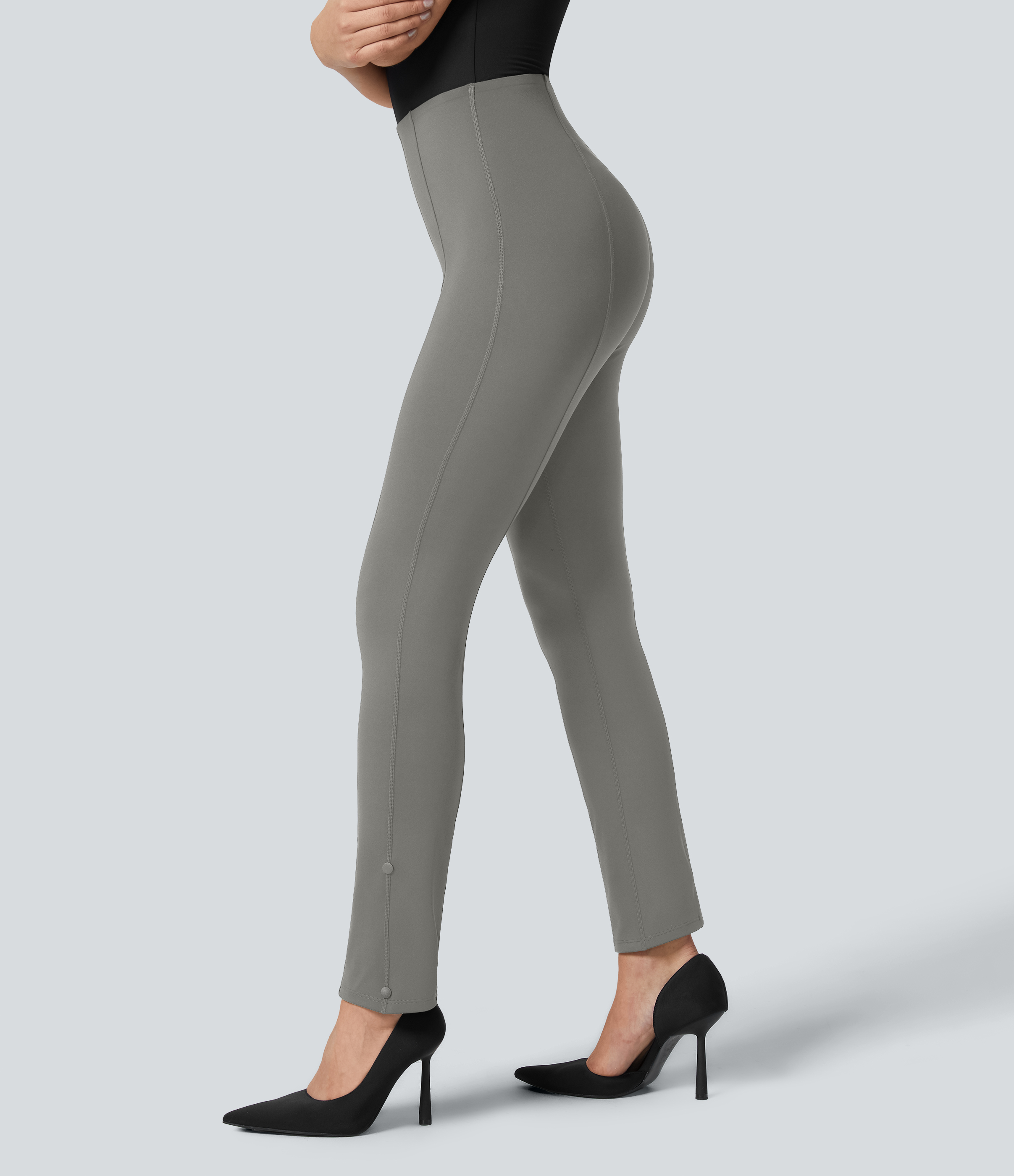 Halara EcoCloudfulв„ў Fabric High Waisted Tummy Control Adjustable Hem Work 7/8 Pants  - Silent Storm - M(7/8) 