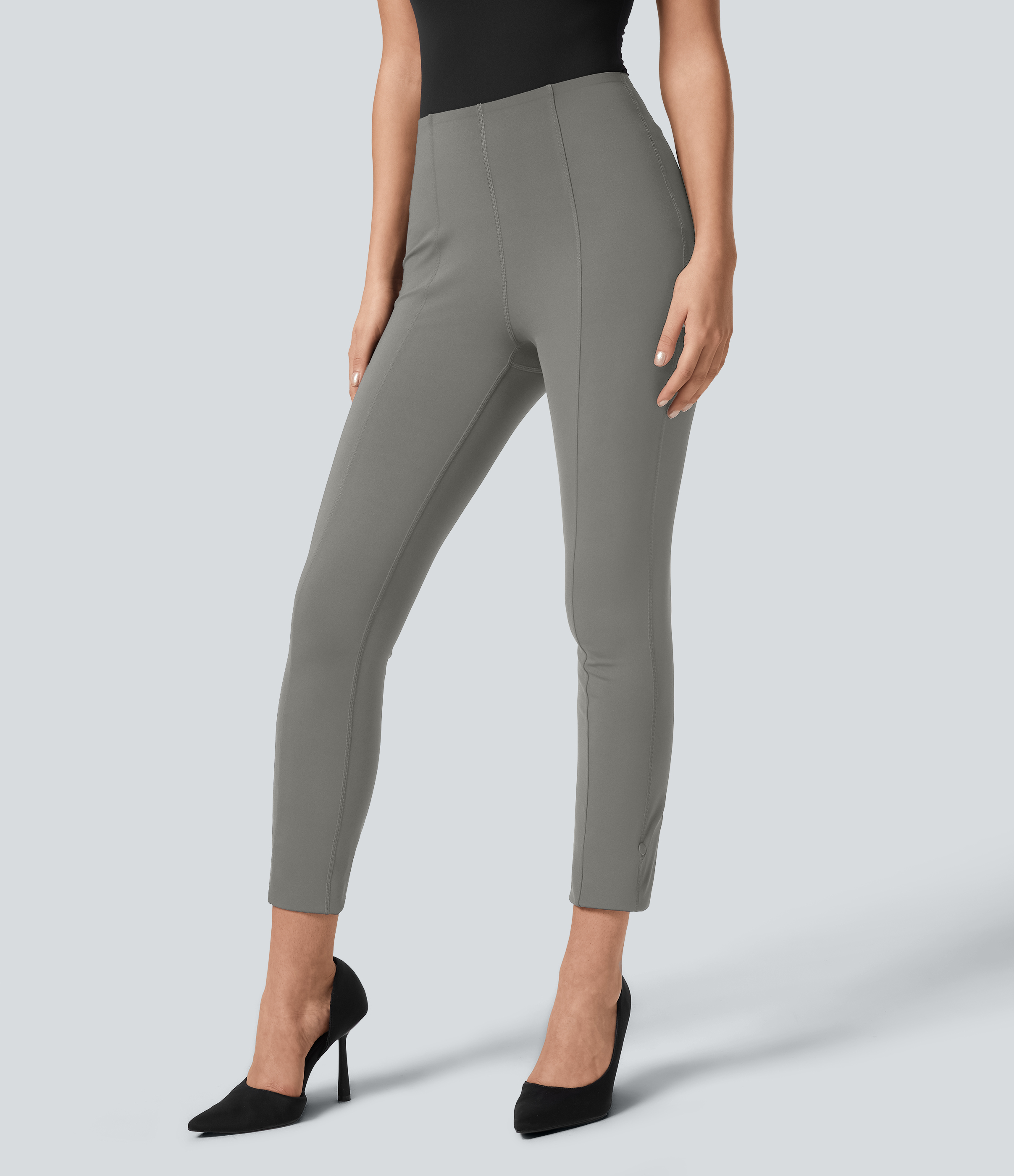 Halara EcoCloudfulв„ў Fabric High Waisted Tummy Control Adjustable Hem Work 7/8 Pants  - Silent Storm - M(7/8) 