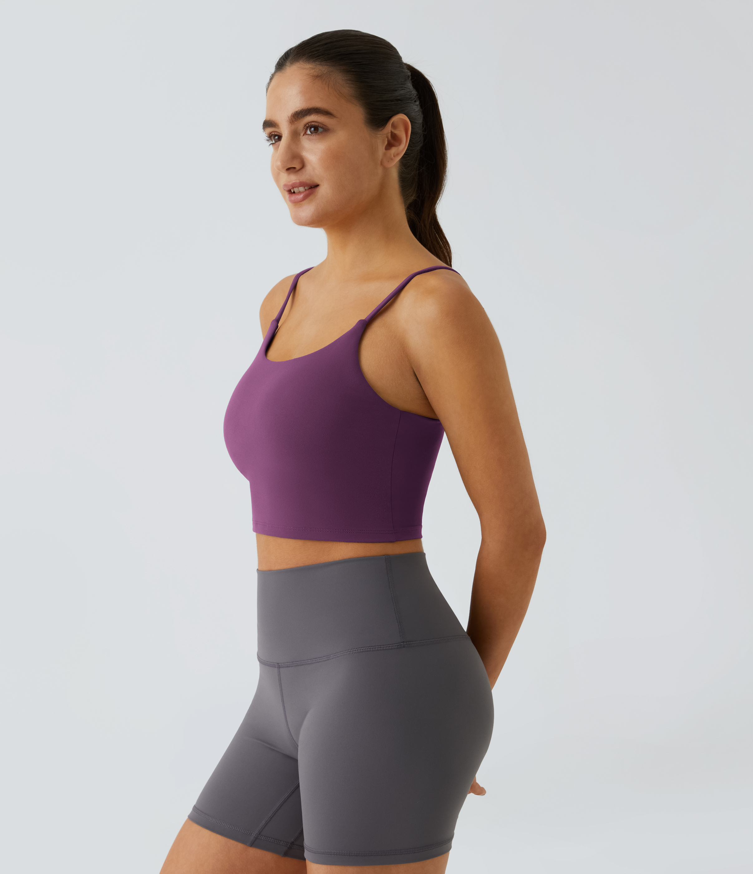 Halara Basic Padded Workout Cropped Tank Top Tank Top - Wood Violet - XS golf tops halter top tunic tops sleeveless tops backless top 