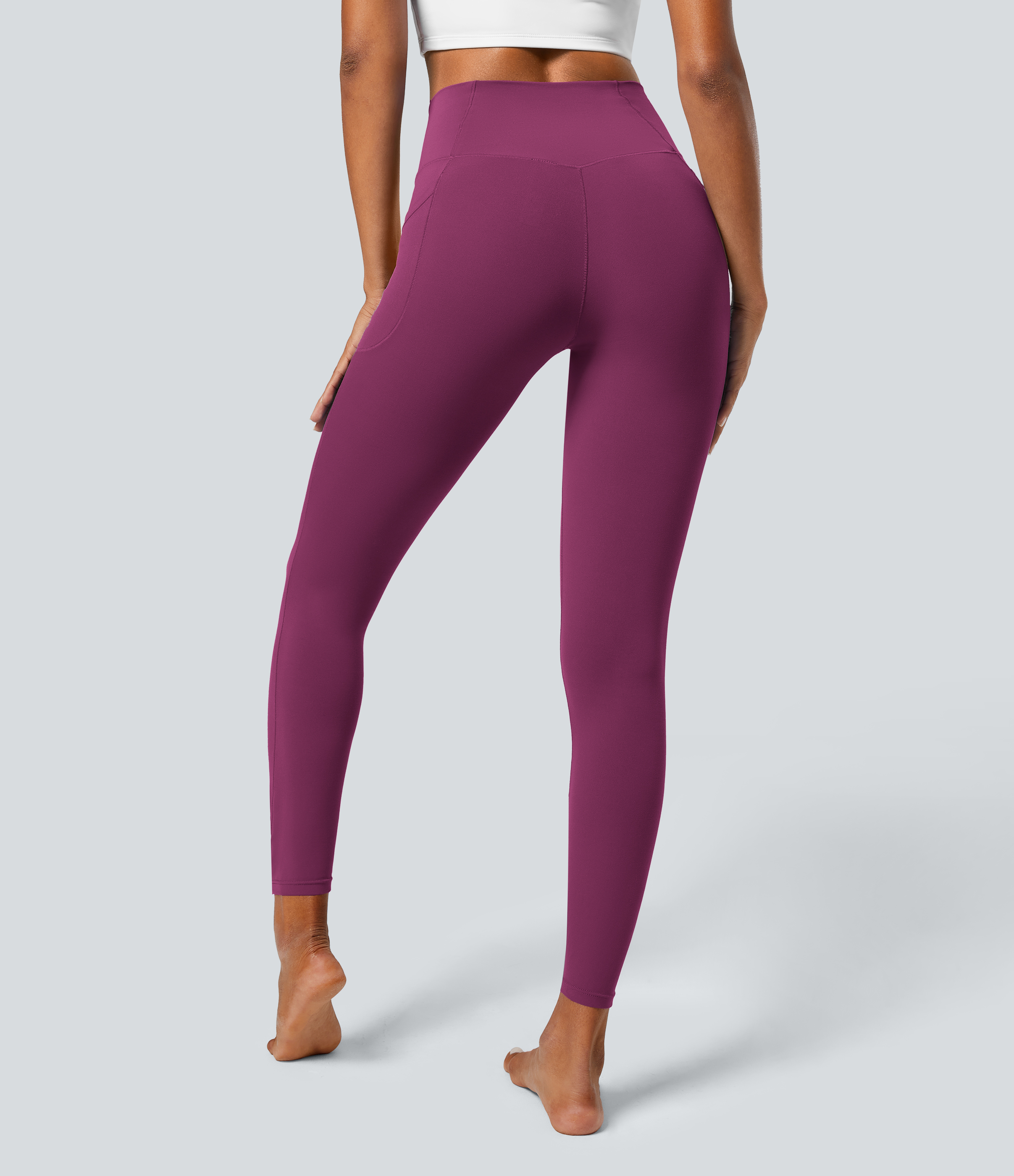 Halara Everyday Cloudfulв„ў Fabric Crossover Pocket Plain Leggings  - Ume Purple - L(7/8) gym leggings leggings with pockets 
