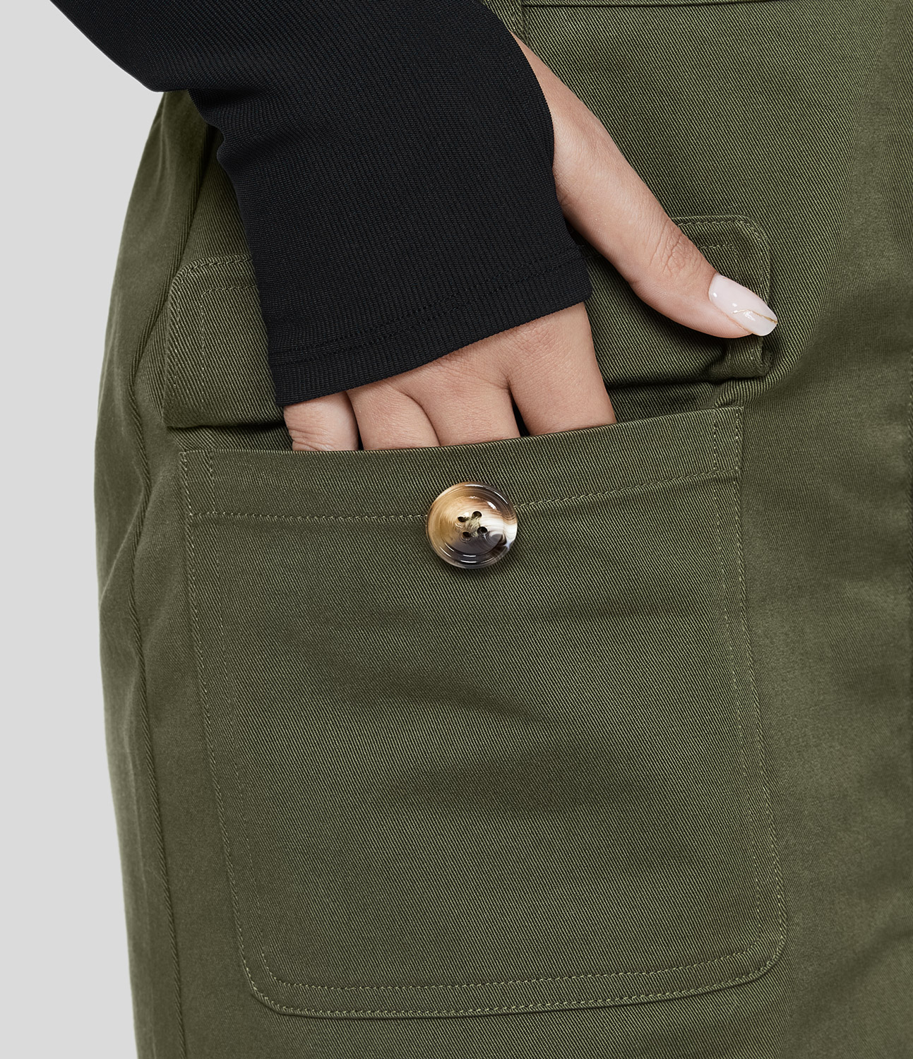 

Halara High Waisted Button Flap Cargo Pocket A Line Mini Casual Cotton Skirt - Hazel Mist Green